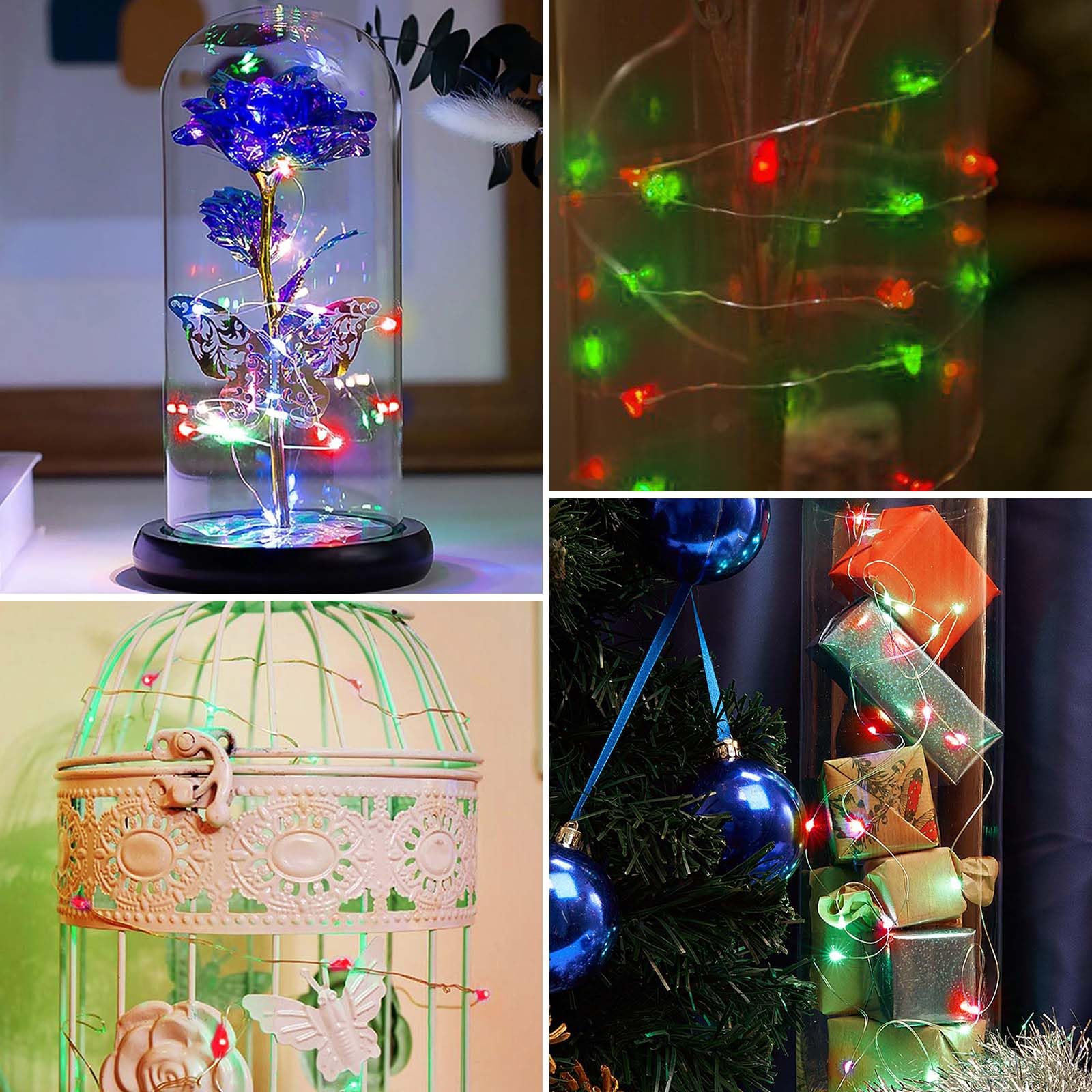 YIQU 3 Pack Fairy Lights, 80 LED String Lights, Battery Operated with Remote Control Timer, Red & Green, 26 FT for Indoor/Outdoor Décor