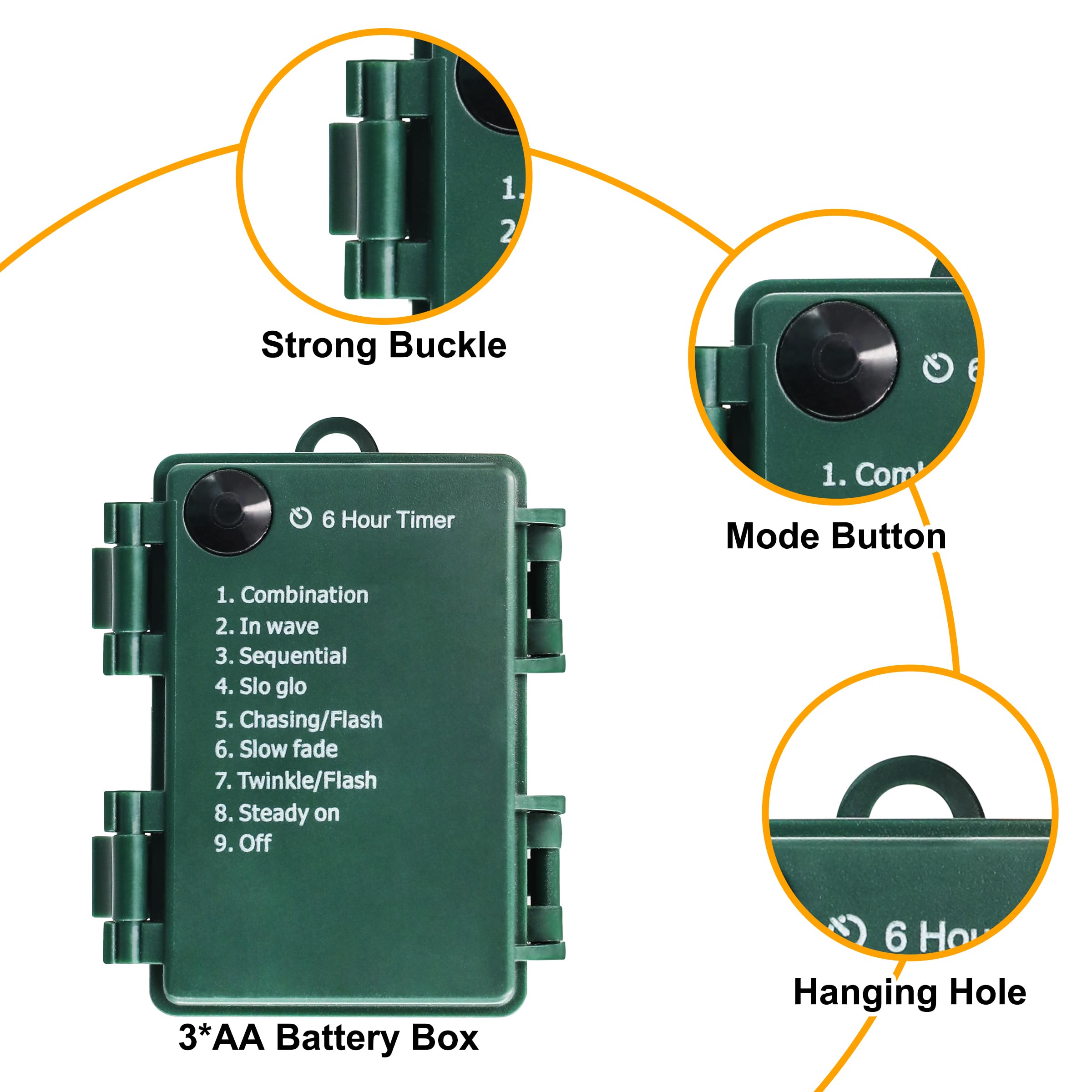 Ammaker Battery Operated Christmas Lights, 41Ft 120 Led String Lights 8 Modes With Timer Mini Lights For Indoor Outdoor Wreath Wedding Party Garden Home Decor, Waterproof, Warm White