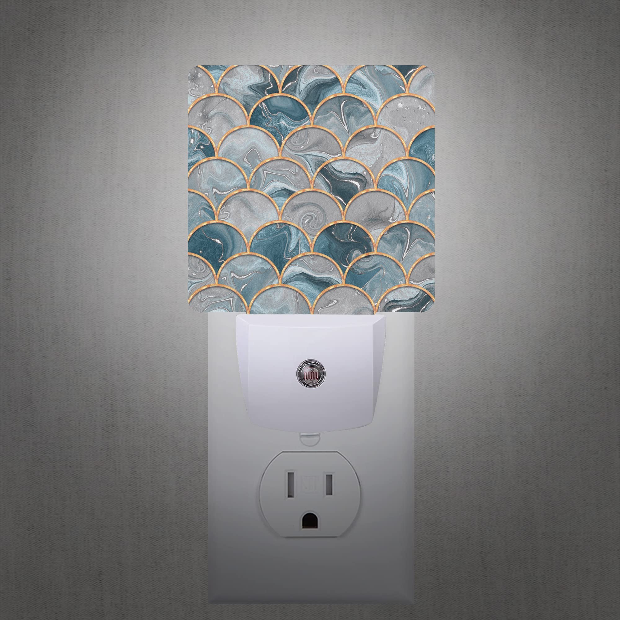 Smoaffly LED Night Light - Mermaid Fish Scales Marble, Auto Sensor, Dusk-to-Dawn, Model XD-FXYD-LST07
