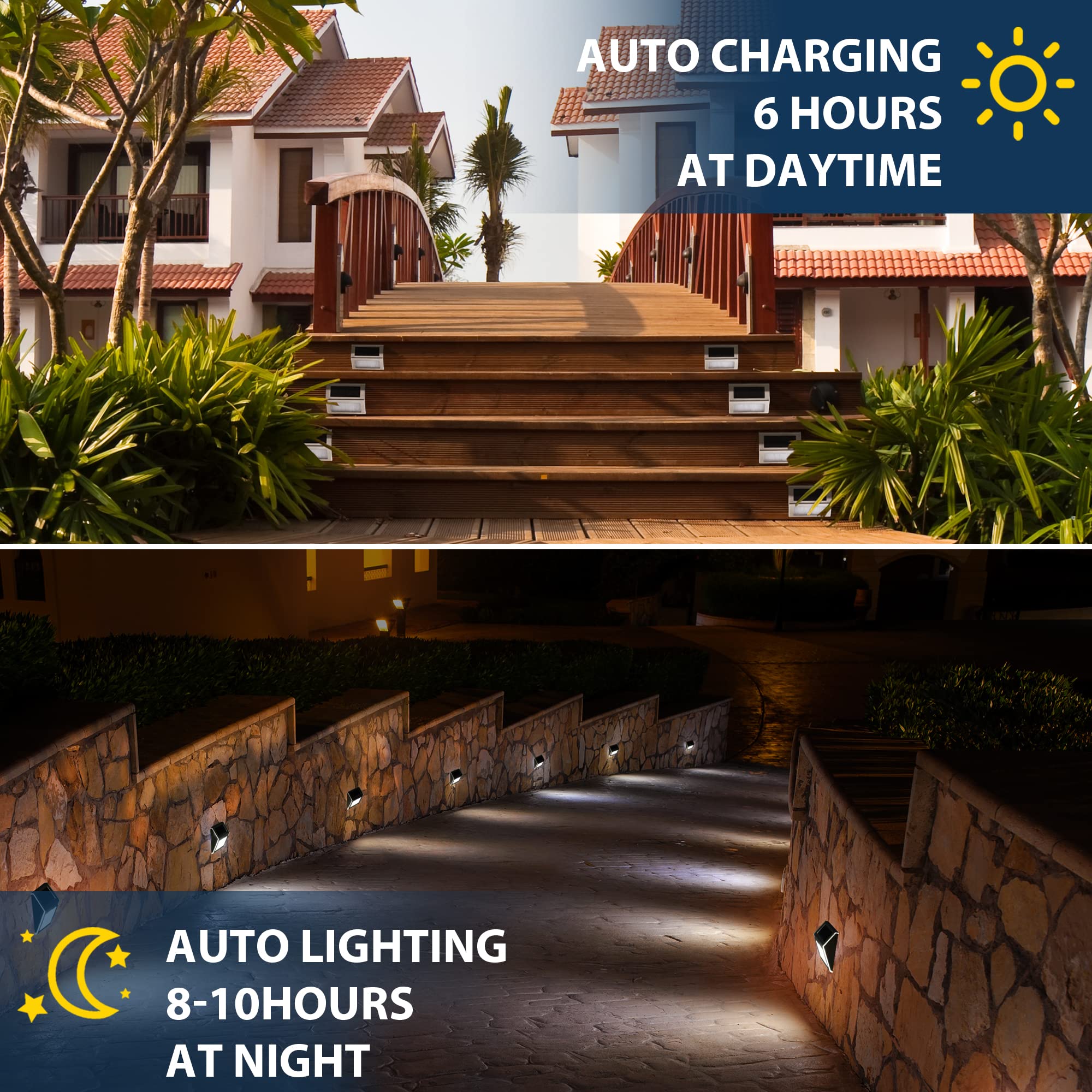 Solpex Solar Step Lights, 16 Pack Stair Lights, Outdoor Fence Lighting, Solar Powered Deck Lights Waterproof 4 Leds For Stairway