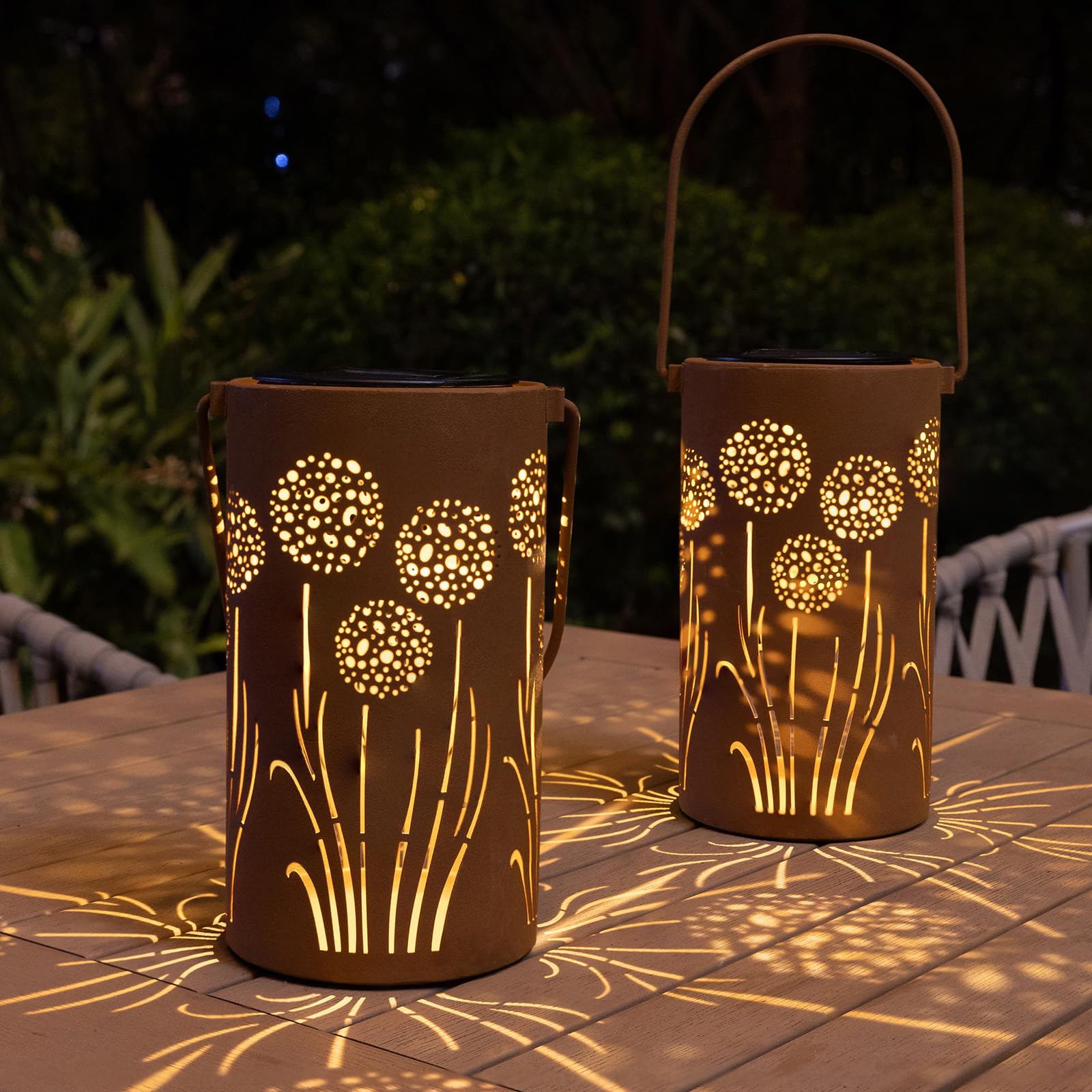 Solar Lanterns Outdoor Waterproof - Dandelion Solar Table Lamp Metal Decoration, Solar Table Lights For Desk Patio Lawn Patio Pa