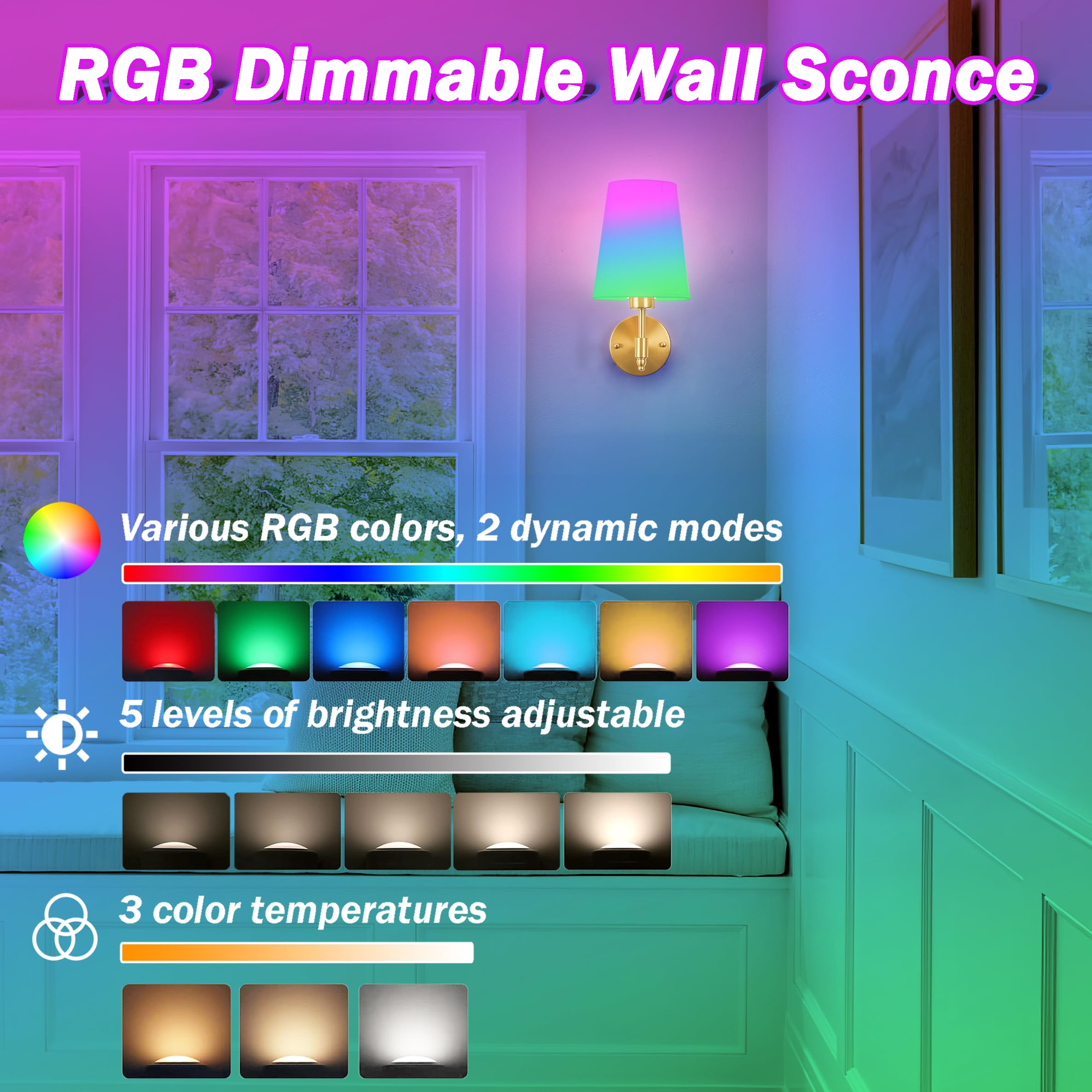 Slywise Battery Wall Sconces Set Of Two,Battery Operated Sconces Up To 50 Hours Long Life,Rechargeable Cordless Wall Sconce Usb