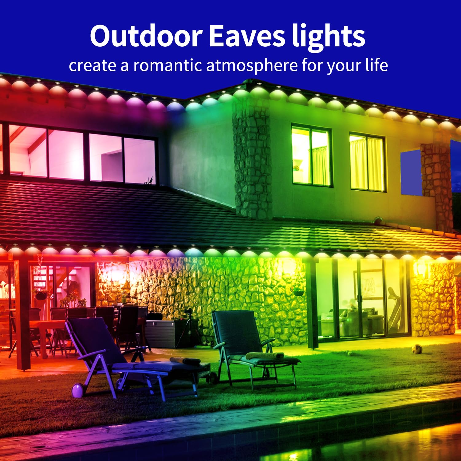 Yocrostar 300Ft Permanent Outdoor Lights,Rgb Eaves Lights With App Control Remote,Diy Ip67 Waterproof Under Eave Lighting,Outsid