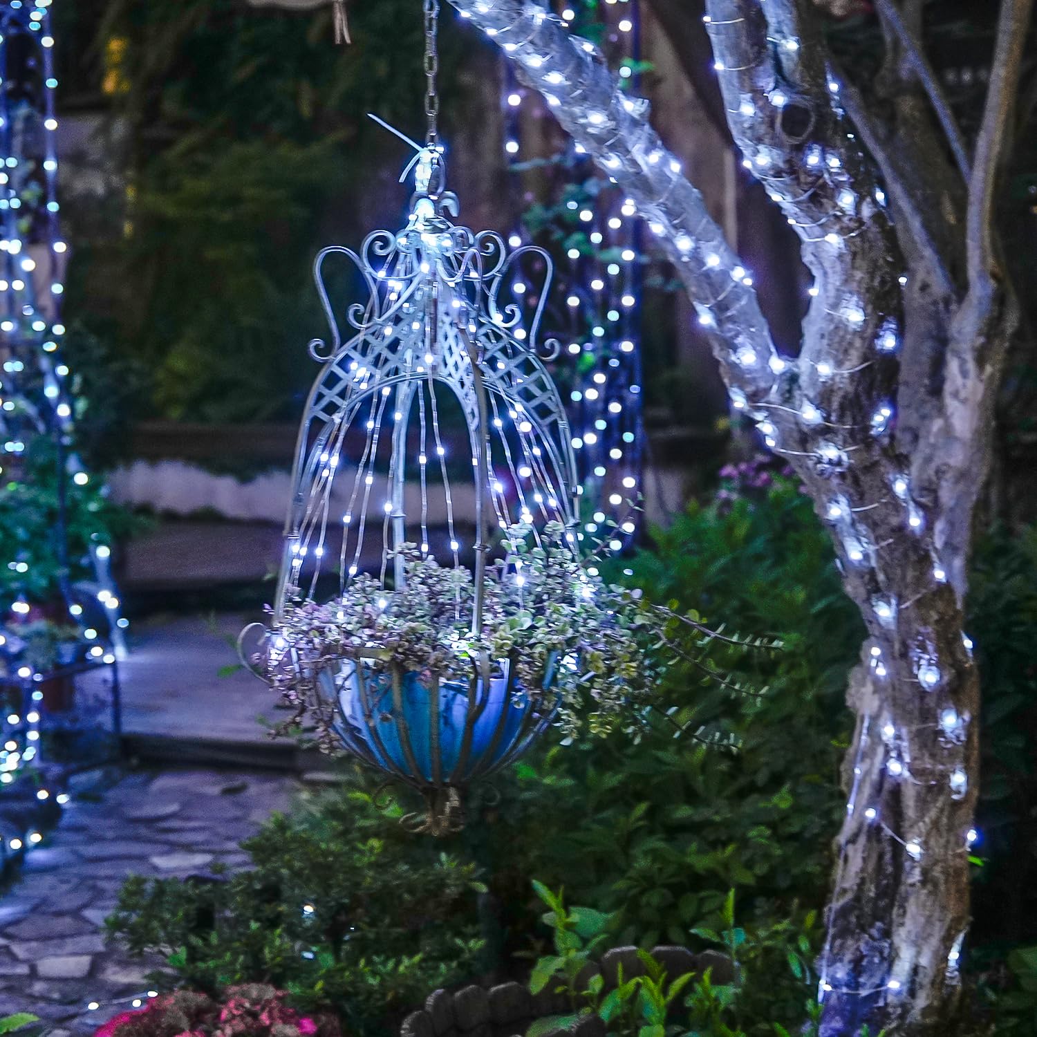 JMEXSUSS 200 LED Fairy Lights, 66ft White Waterproof Christmas Lights, 8 Modes, Model JMF-S-0200