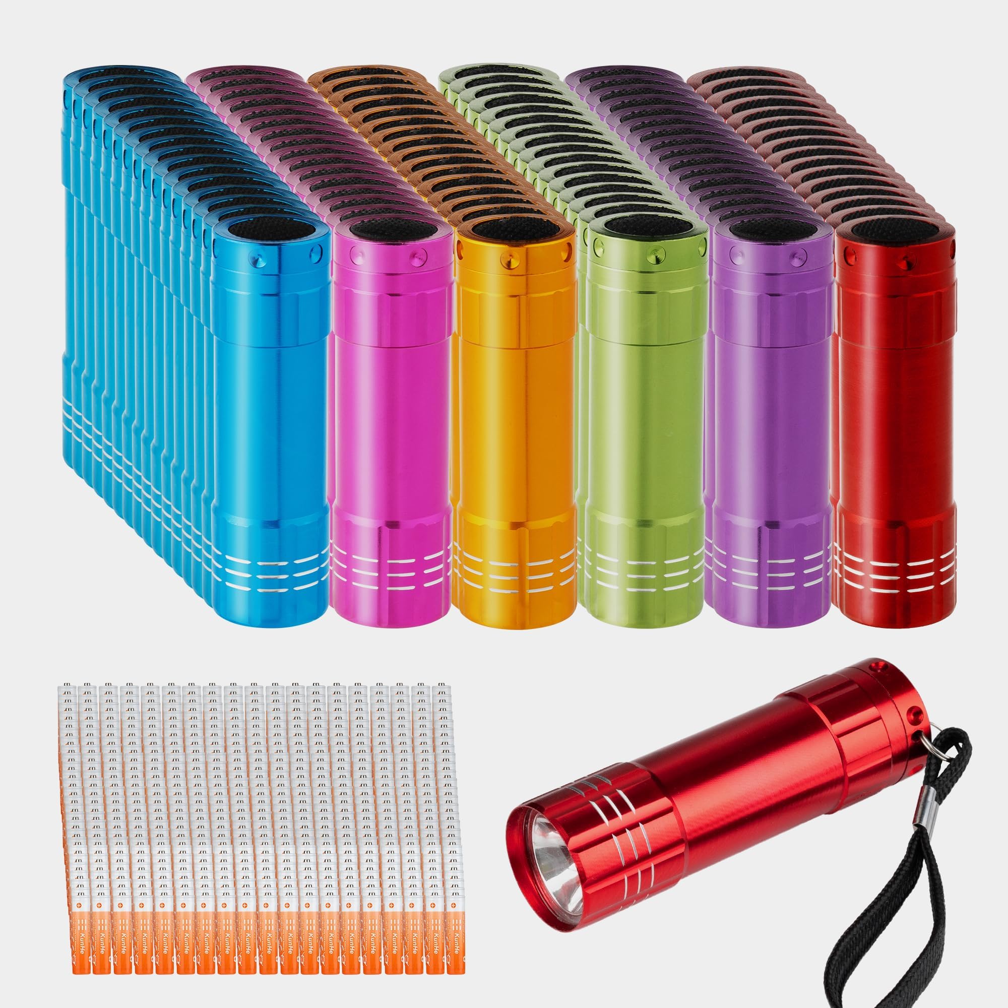 KunHe 180 Pack Small Mini Cheap Flashlights Bulk with Batteries Aluminum LED Bulk Flashlight for Party Favor Emergency Power Outage Gift to Operation Christmas Child Items Bulk Christmas Gifts