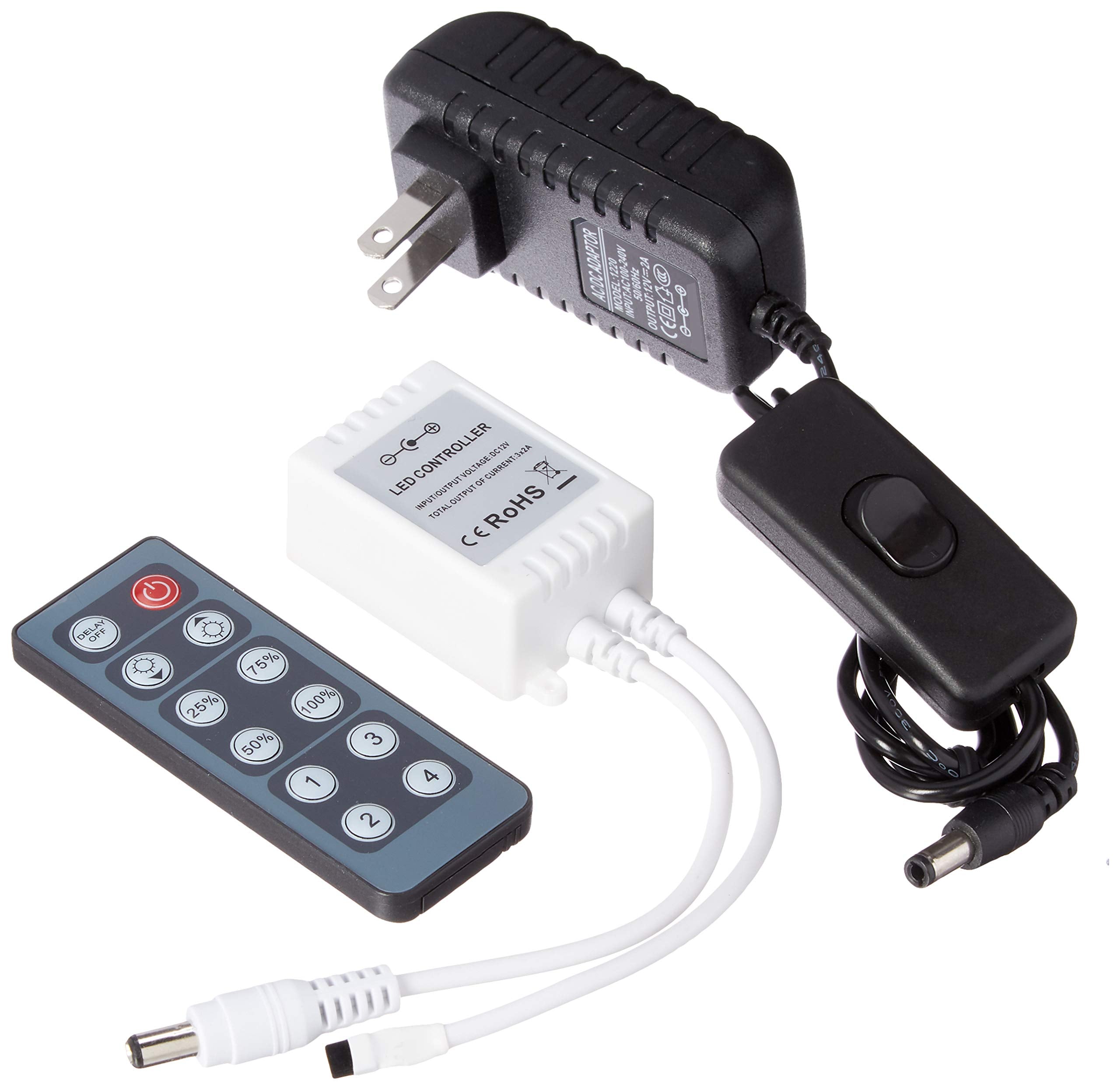 Biltek Lk-Dc-5M White Remote Control Dimmer Kit (16.4' Feet Cool 300 Leds Light Smd3528 110V Plug)