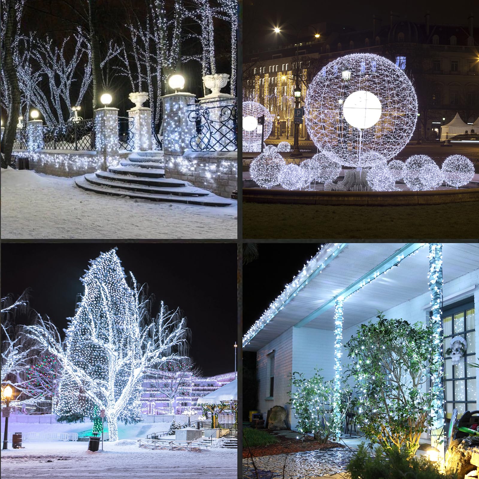 Lamphome 50Led String Lights,Led Christmas Lights,6" Spacing,Green Wire,White Colour,Commercial Grade