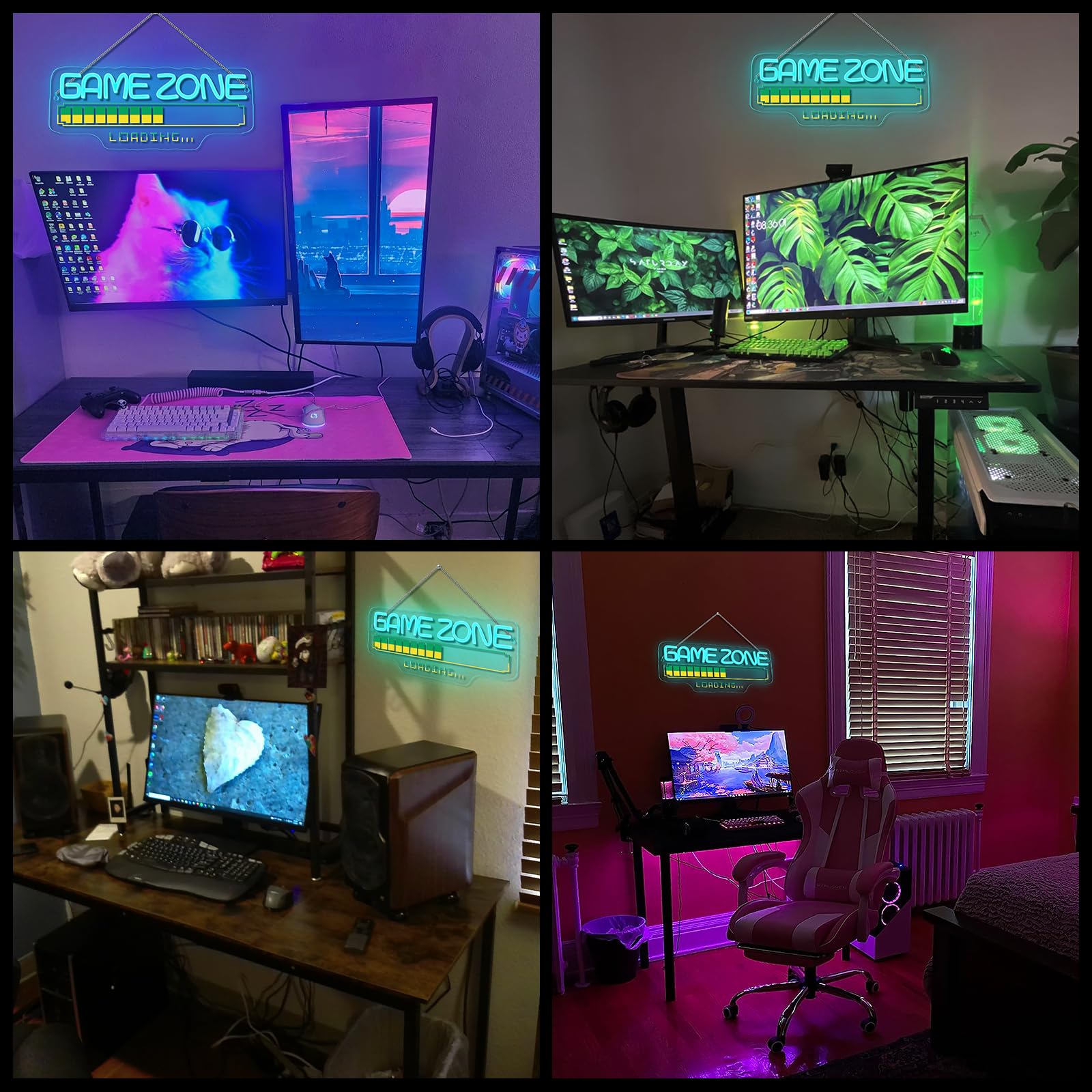 Horseneon Game Zone Loading Neon Sign - Retro Led Wall Decor For Gaming Rooms  Esports Arenas & Gamer Caves  Usb-Powered With Adjustable Brightness  Arcade-Style Lighting