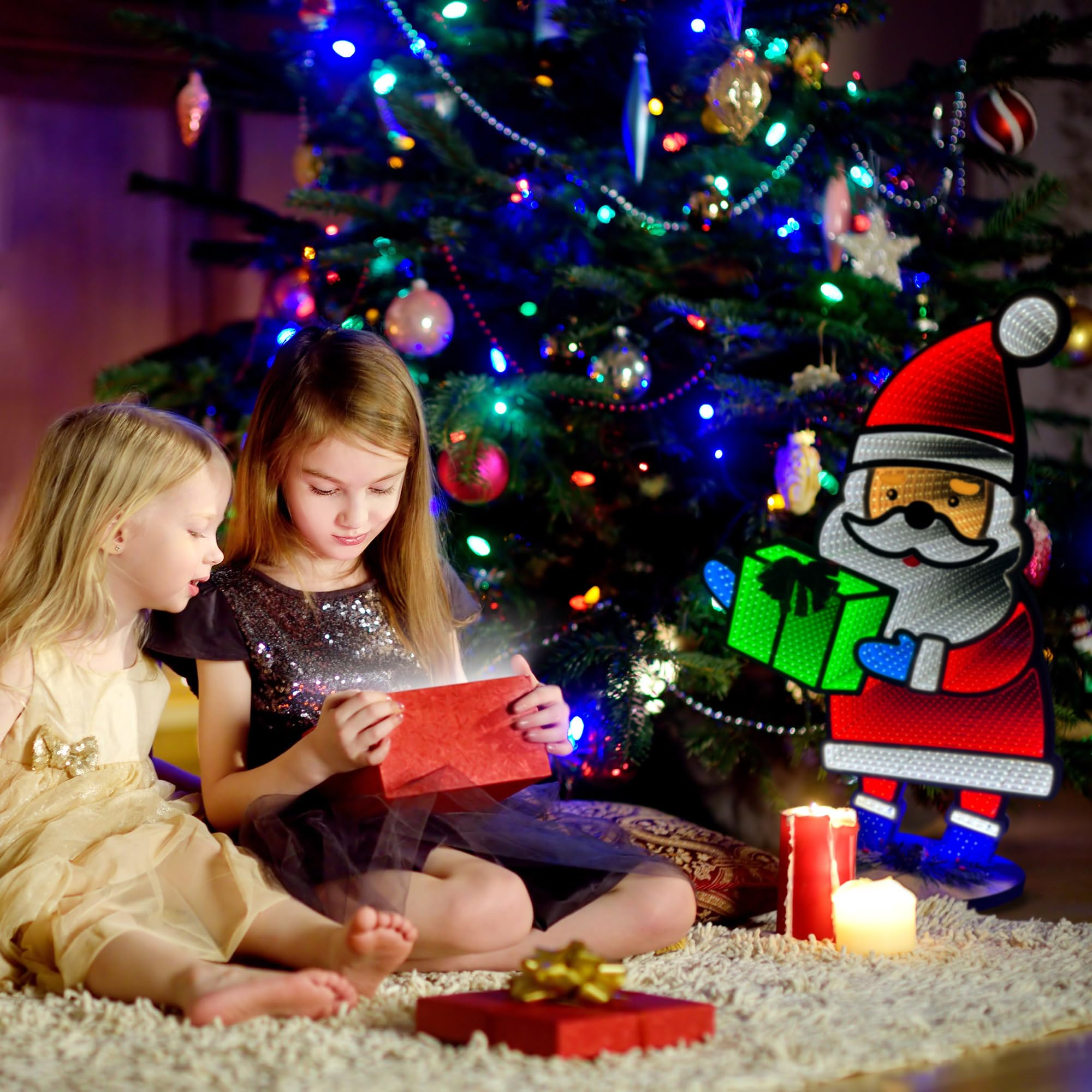 Elumina Decor Santa Infinity Mirror Light - USB-Powered 3D LED Holiday Decor - 16in x 24in - Indoor Christmas Decoration