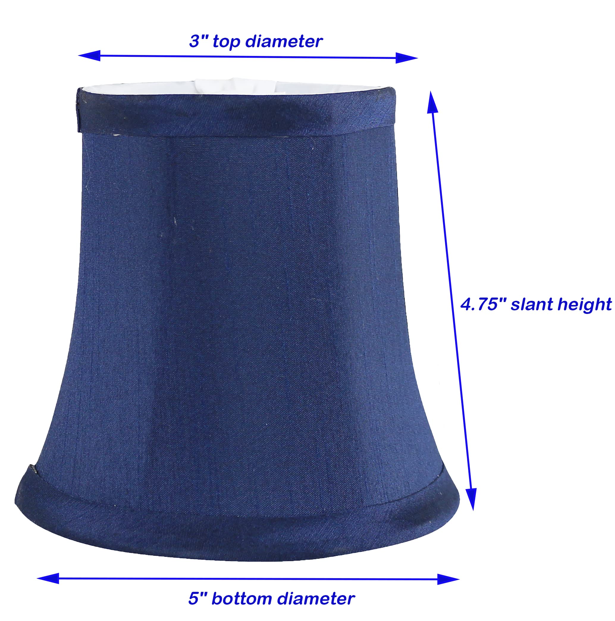 MERIVILLE Set of 6 Blue Faux Silk Chandelier Lamp Shades, Softback Bell Shape, Clip-On Fitter, 3.5in x 5in x 4.75in