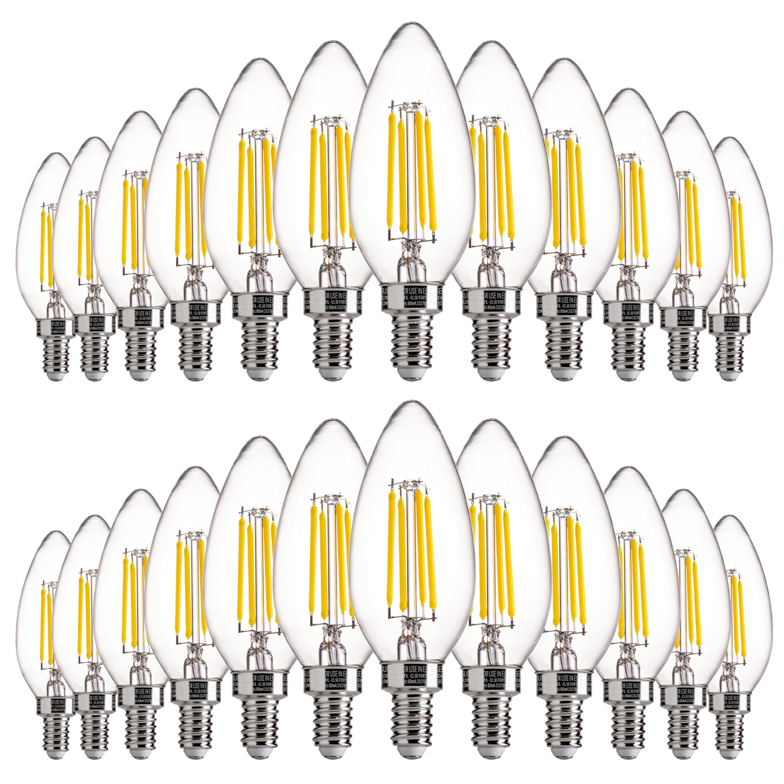 Flsnt 24 Pack Dimmable Led Candelabra Bulbs, E12 Base, 5000K Daylight, 