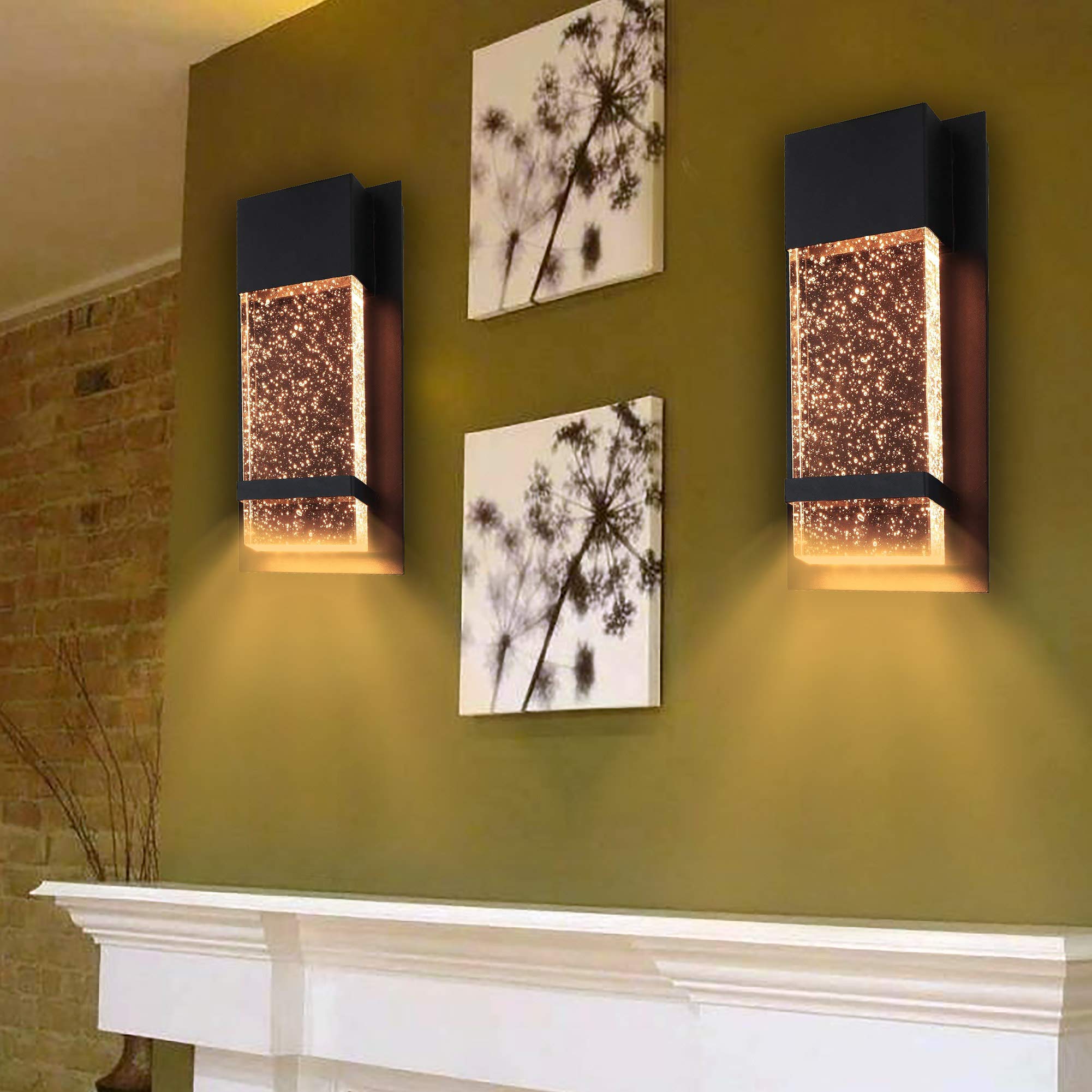 Ciata Wall Sconce - Integrated LED, Bubble Glass, Matte Black, 14 Inch, Model 817354022646, Indoor/Outdoor