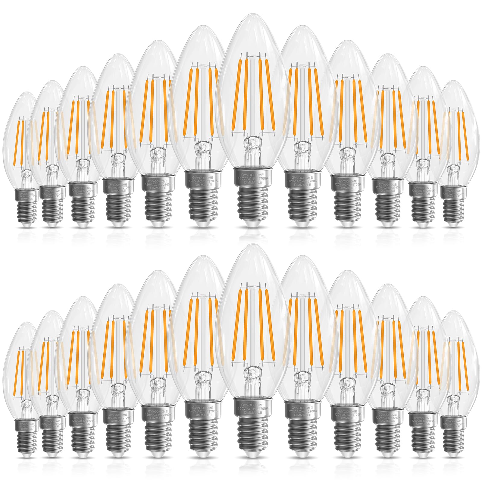Gvvoohome Candelabra Light Bulbs 40 Watt, E12 Led Bulb Dimmable Chandelier Light Bulbs, B10 Candle Light Bulbs 2700K Soft White,