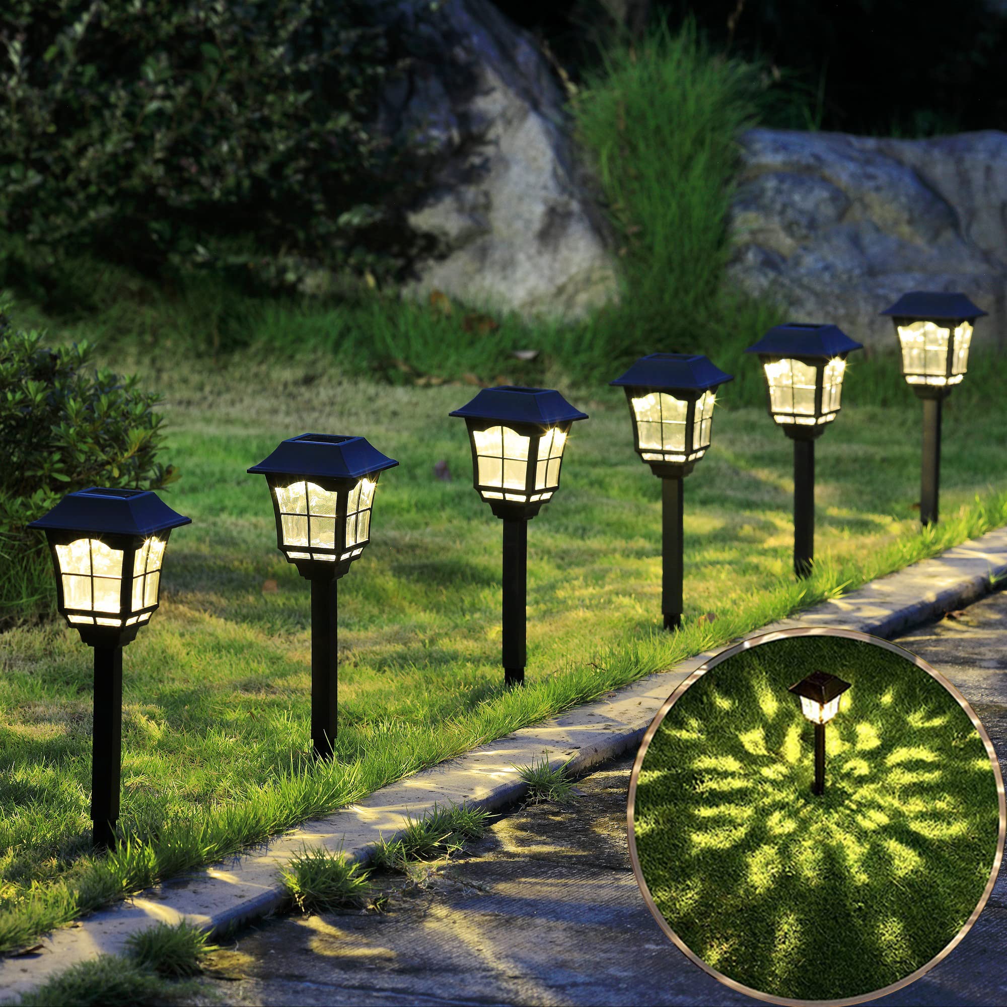 6 Pack Solar Lights Outdoor Garden, Solar Pathway Landscape Lights Supper Bright Waterproof And Corrosion-Resistant, Powered Sol