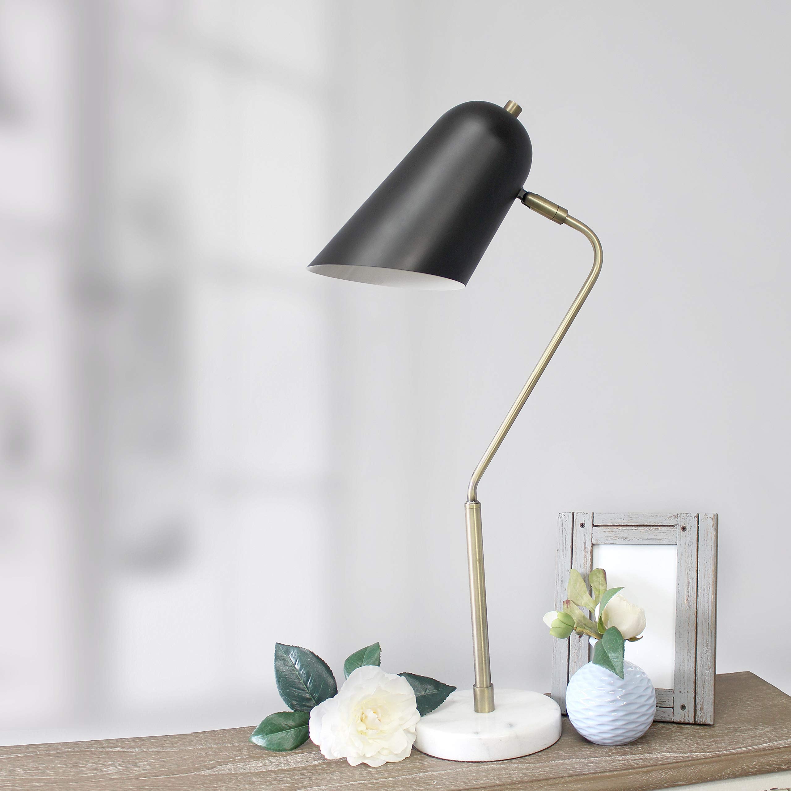Elegant Designs Arched Desk Lamp, Antique Brass, Metal, 9.5inL x 6inW x 23.5inH, Model LD1058-ABS