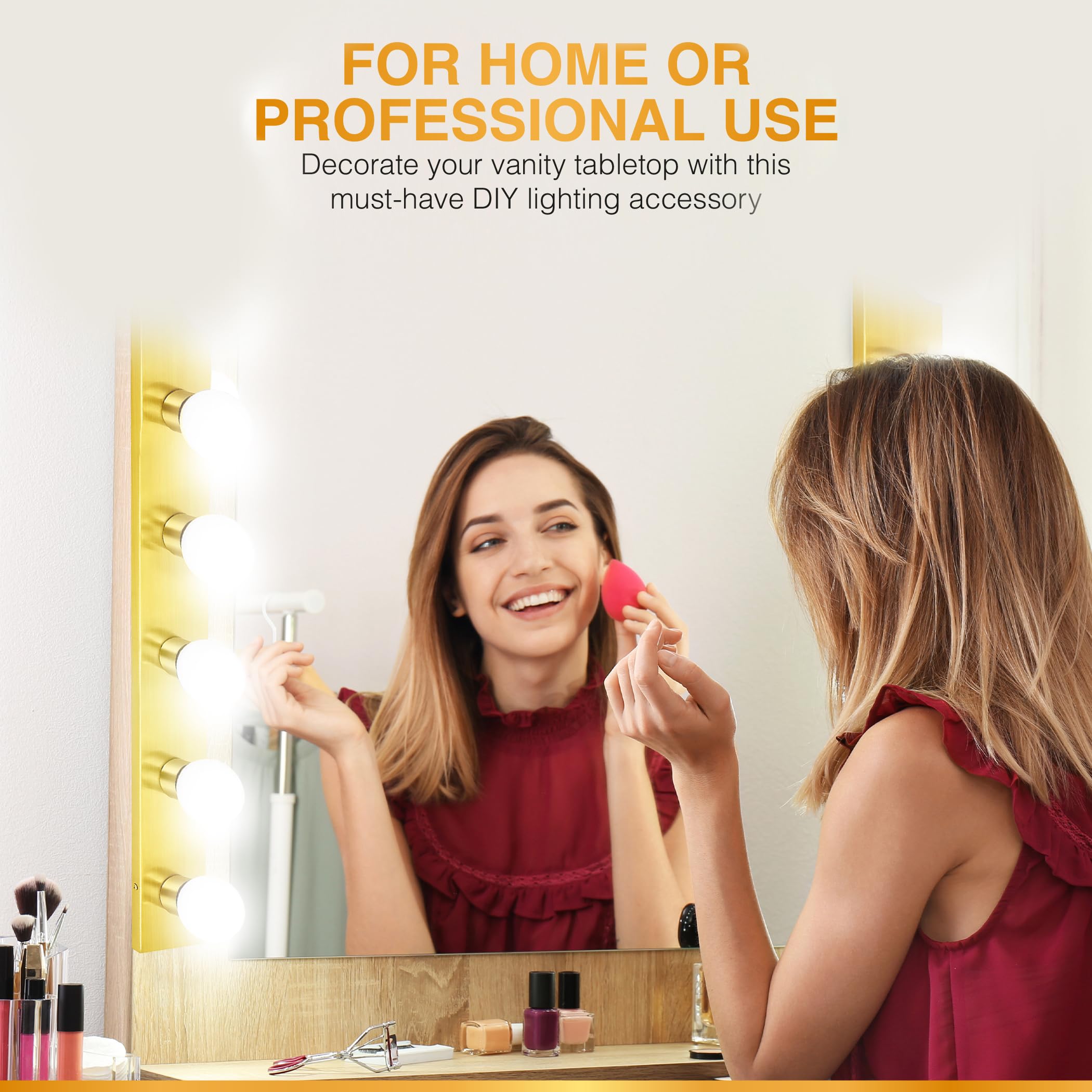 DYSMIO Five Light Vanity Strip - Hollywood Style Mirror Fixture, Gold, 30 x 4.25 Inches, Aluminum
