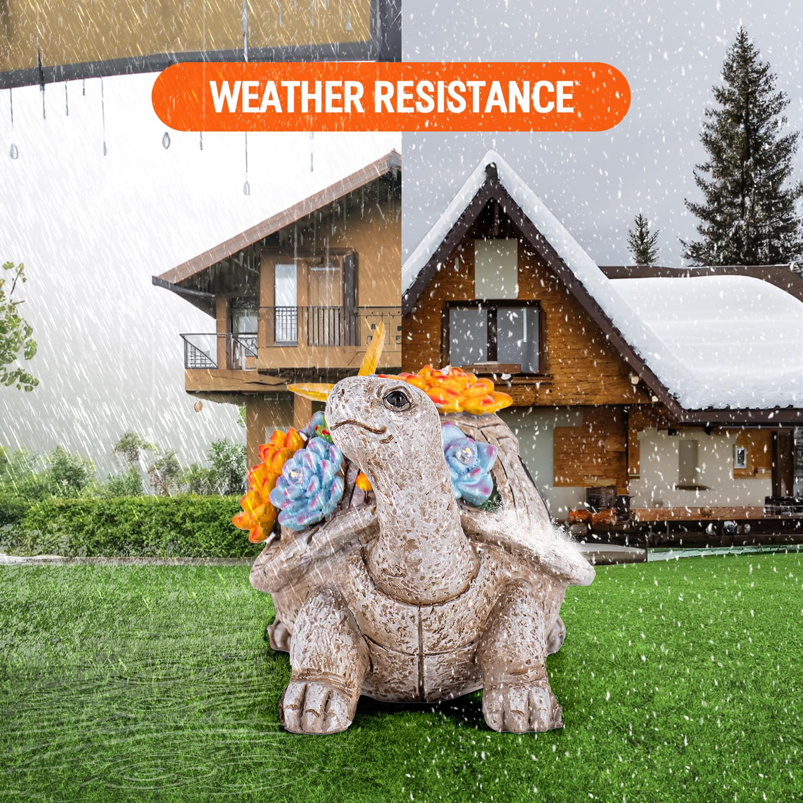 Ydkojgw Solar Garden Outdoor Statues With Succulent And 7 Led Lights - Lawn Decor Tortoise Statue For Patio, Balcony, Yard Ornament - Unique Housewarming Gifts (Grey Turtle)