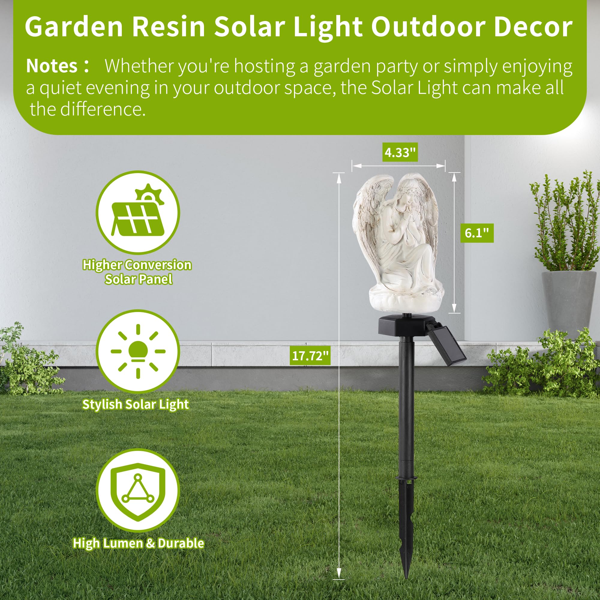 Xurleq Solar Garden Light - Waterproof Angel Resin Decor For Lawn, Patio & Fence