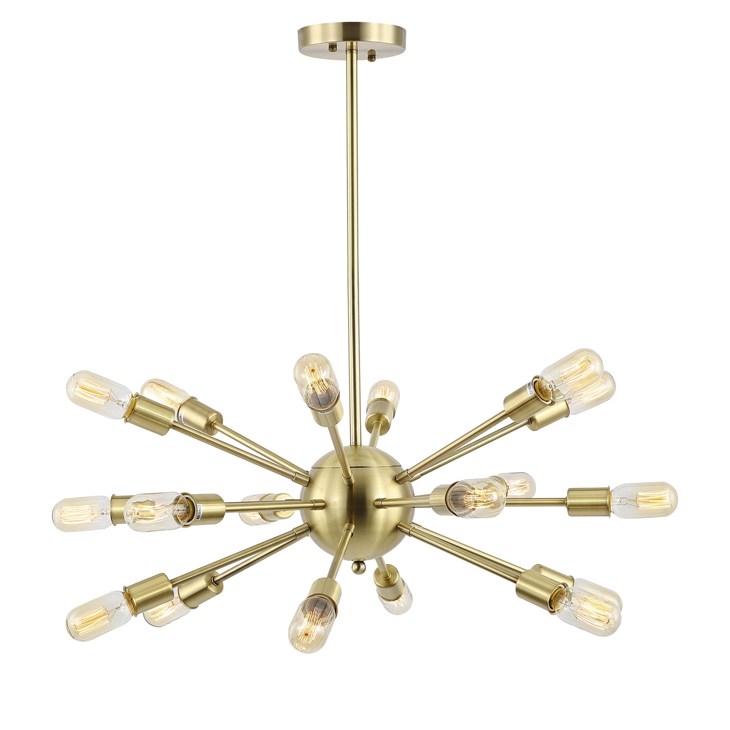Light Society 18-Light Chandelier Pendant, Brushed Bronze, Iron, Mid Century Modern, Model LS-C115-BRS