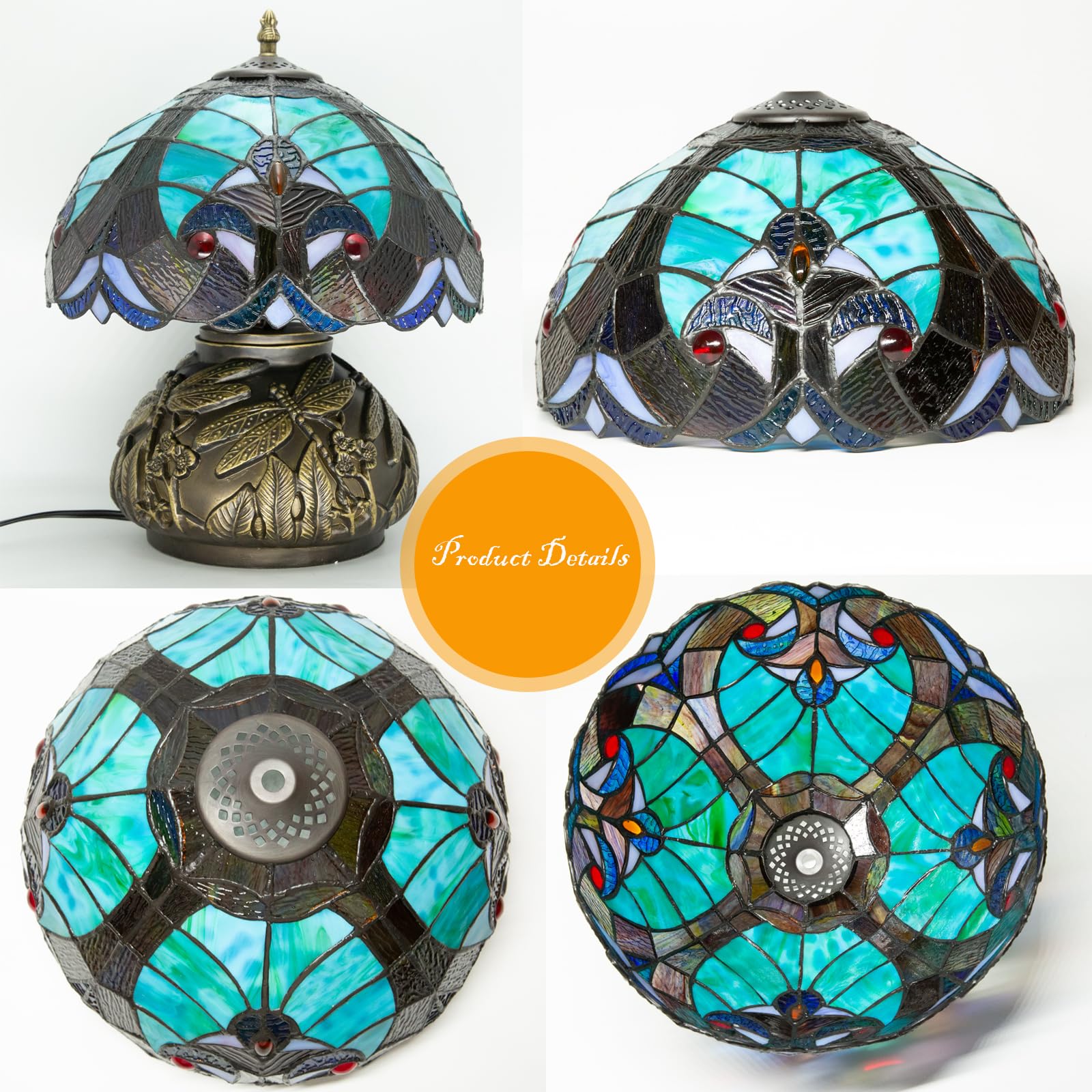 Ppbmocw Tiffany Style Table Lamp Dragonfly, Small Stained Glass Lamp For Bedside, Bedroom, Nightstand, Living Room, 12 Inch Mini