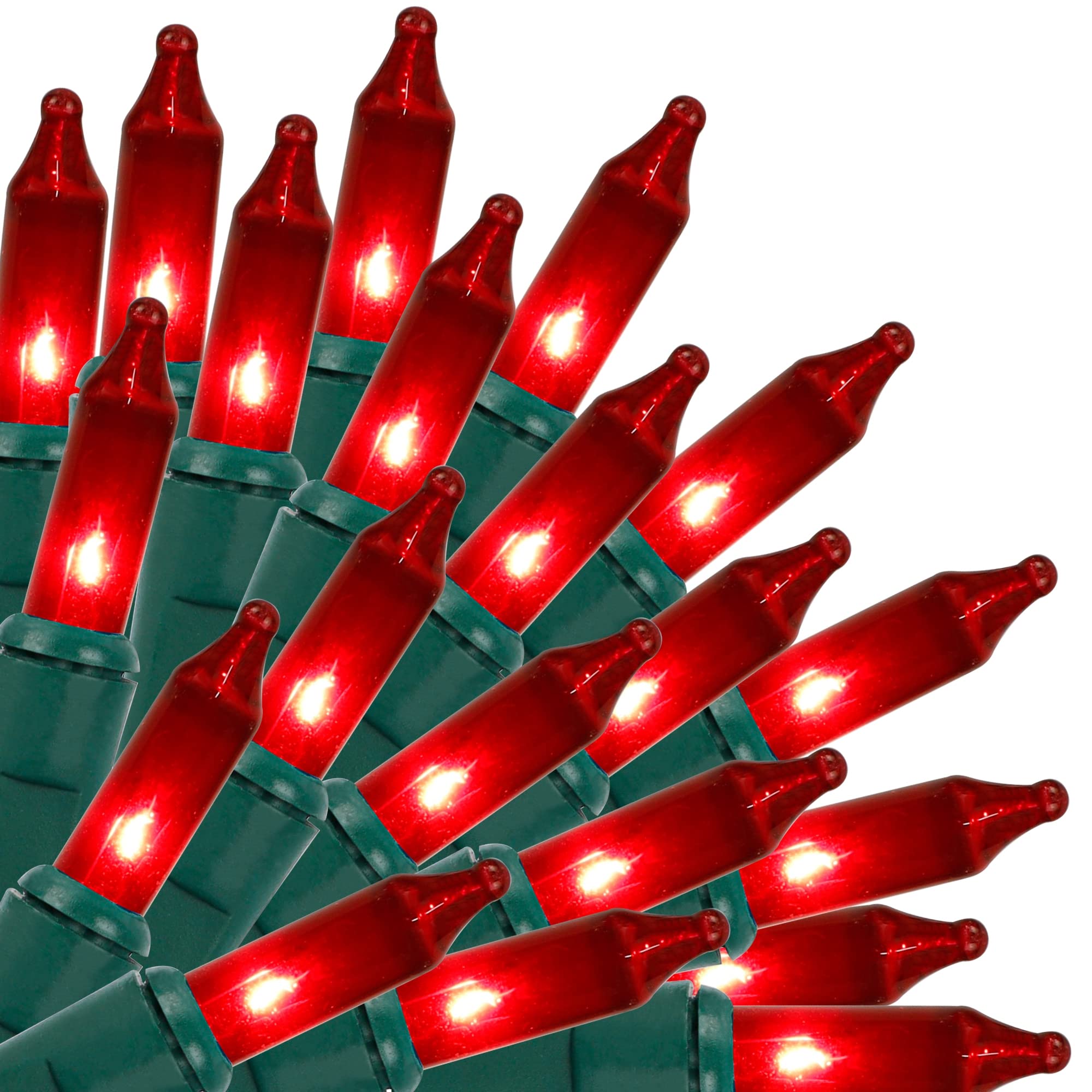 Twinkle Star 150-Count Incandescent Mini String Lights, Red, 120V Ul Certified For Indoor Outdoor Xmas Tree, Wreath, Patio, Party Decor