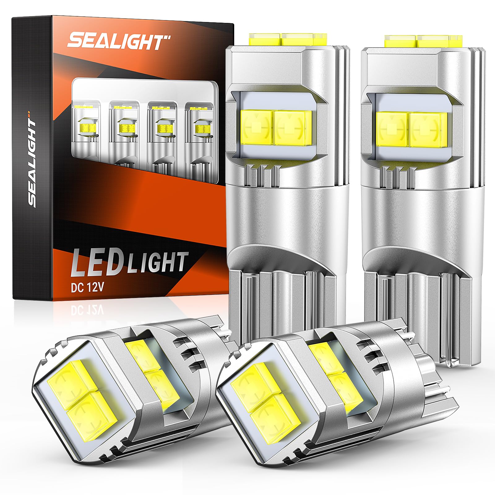 Sealight 194 Led Bulbs 6000K White For License Plate Car Interior Dome Map Door Courtesy Dash Lights 168 175 2825 W5W T10,Pack O