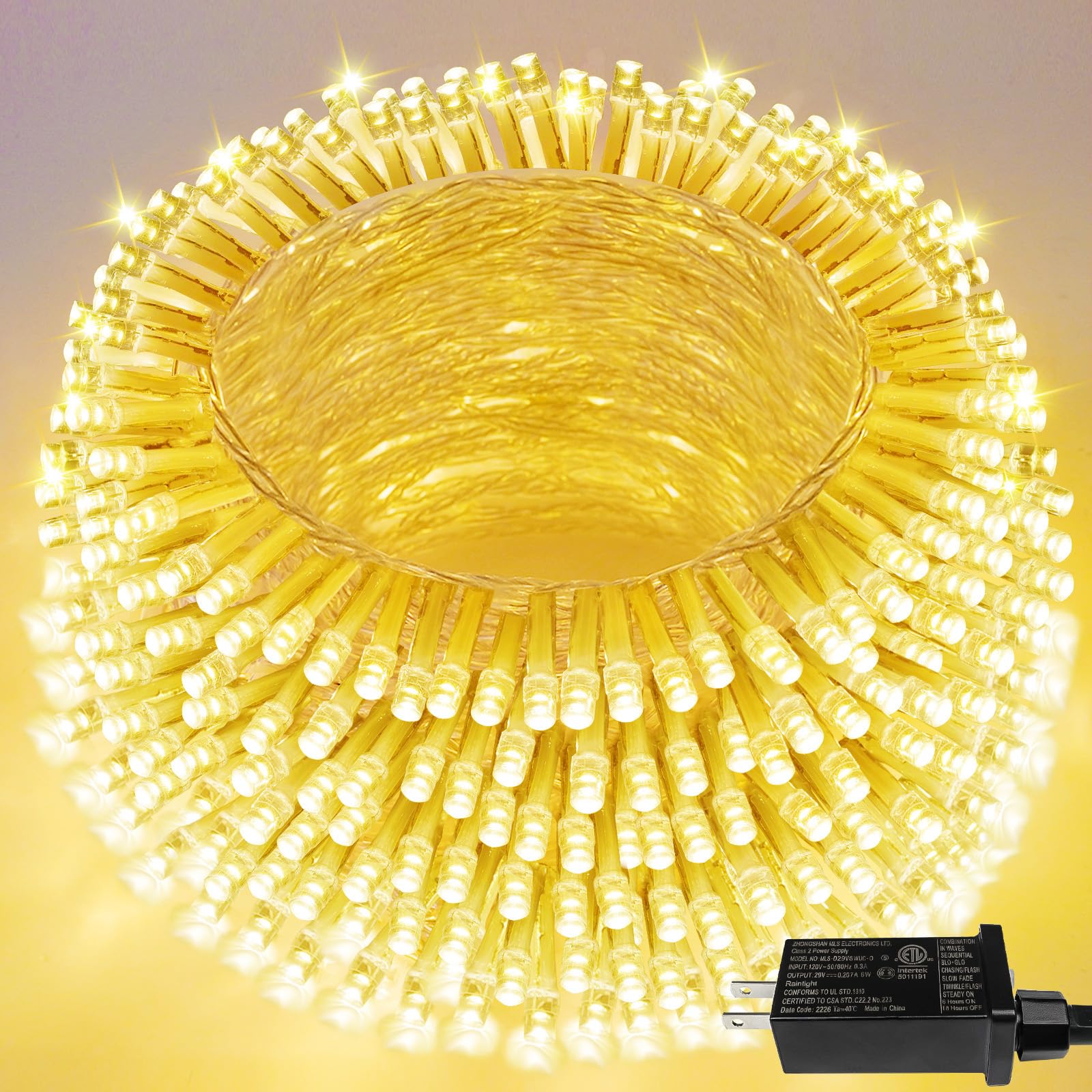 Christmas Lights Indoor Outdoor  Clear Wire 66Ft 200 Led String Lights For Bedroom  13 Modes Twinkle Fairy String Lights For Xmas Tree Wedding Party Bedroom Garden Decorations (Warm White)