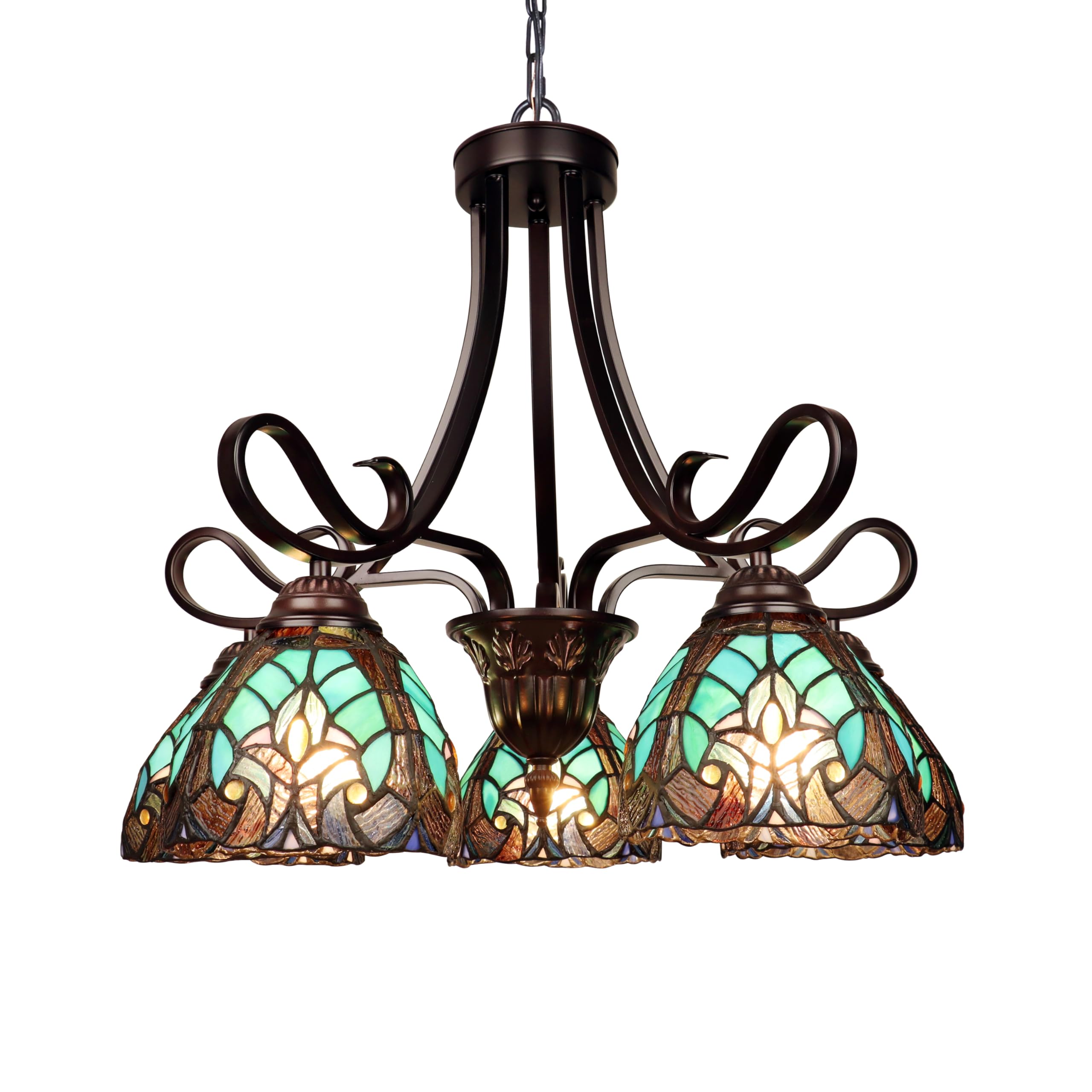 Chloe Lighting Victorian-Style 5-Light Chandelier, Antique Dark Bronze Finish, 25in Wide, Multicolor, Model CH18780VG25-DD5