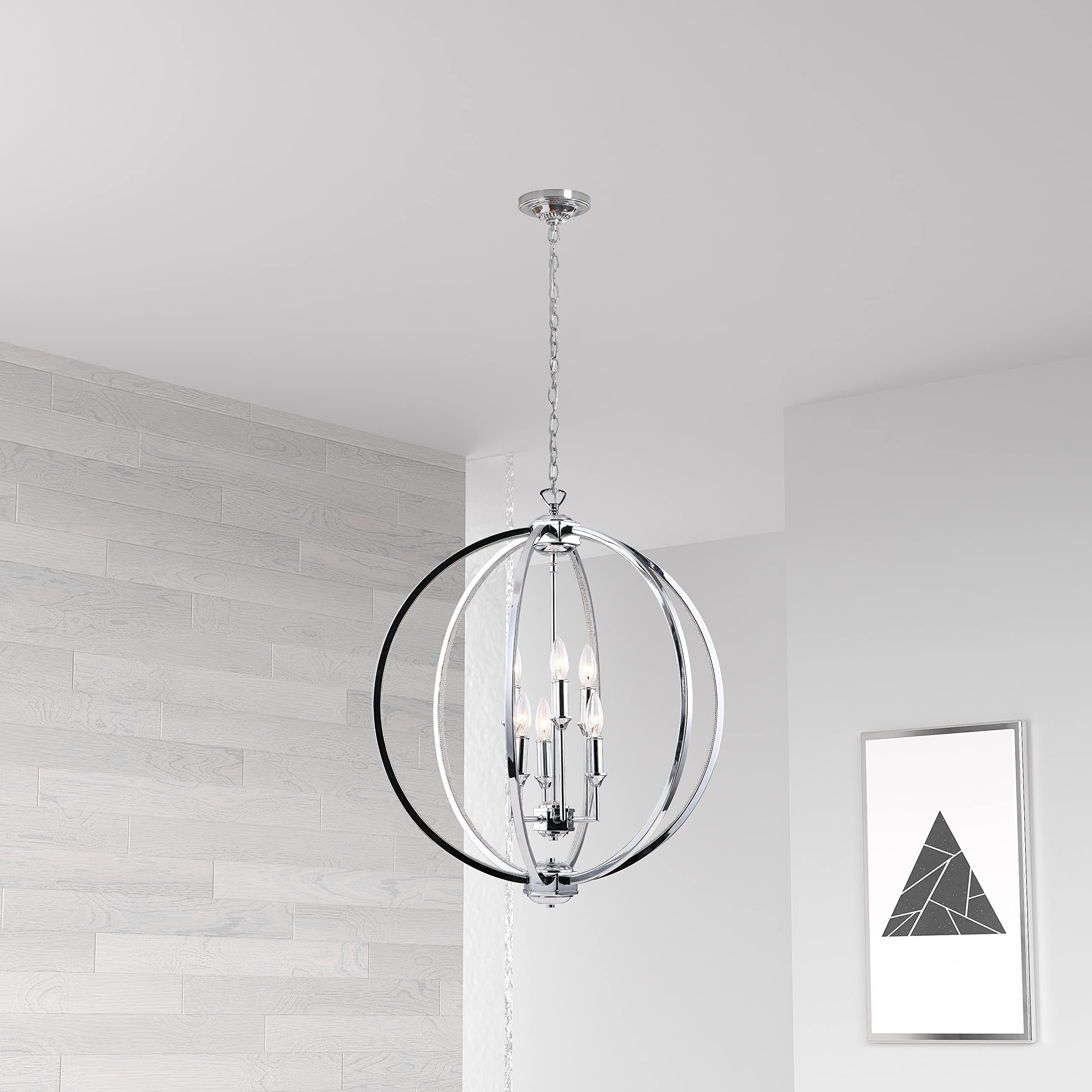 Dainolite 6Lt Fixture, Polished Chrome W/Jewelled Accents