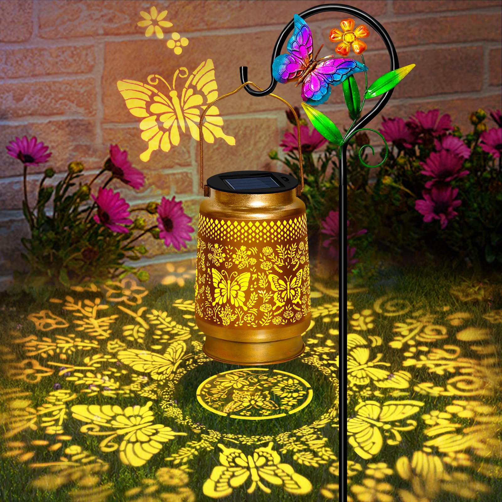 TEDOF Solar Lanterns Outdoor Waterproof,Butterfly Solar Lights Garden Decor Gifts for Mom Women Grandma Decoration Outside for Y
