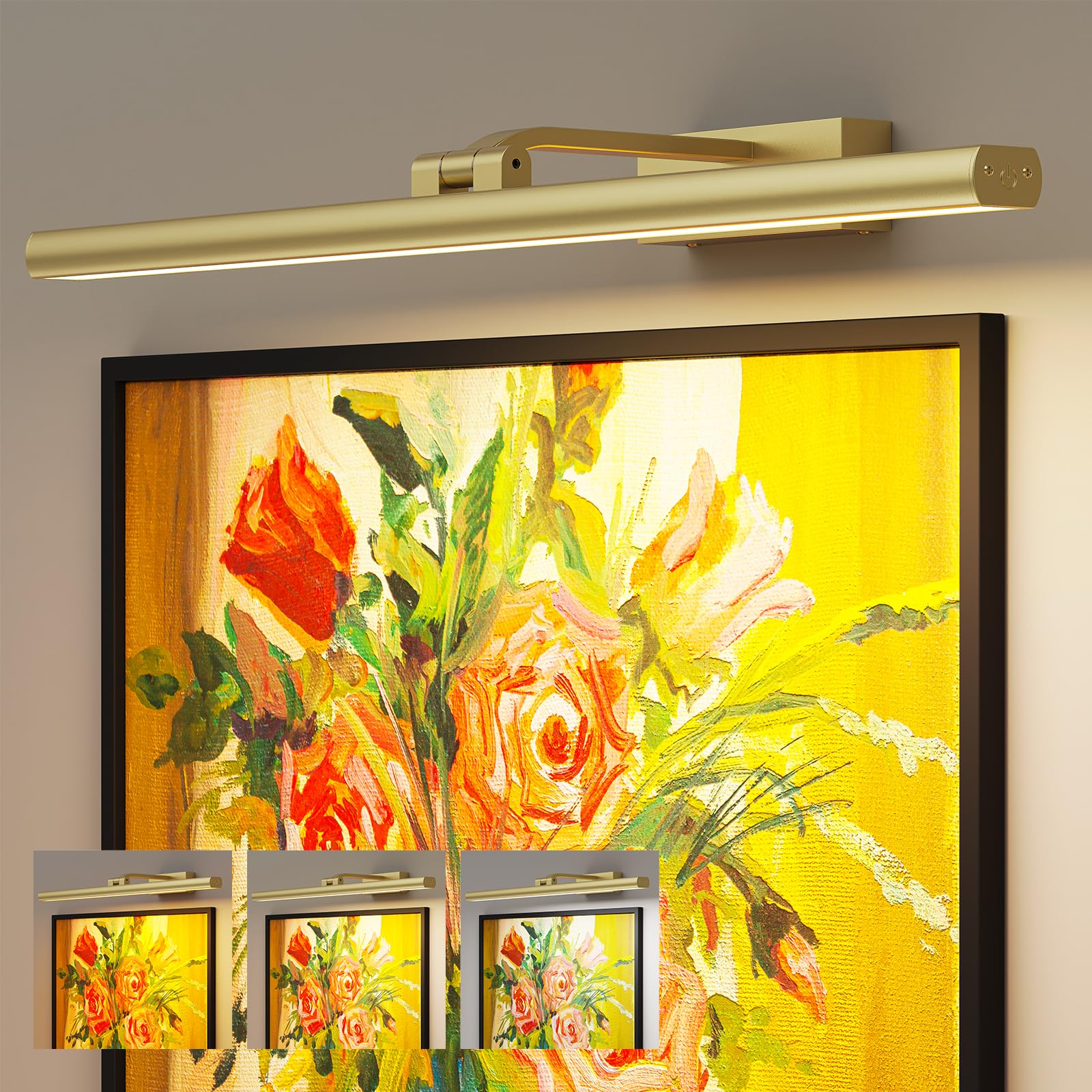 Eclipterra Wireless Picture Lights for Wall  Battery Operated Wall Light for Discomfortting Rechargeable CCT Rotatable Art Gallery Light with Remote Dimmable Timer for Artwork Frame Display Dartboard