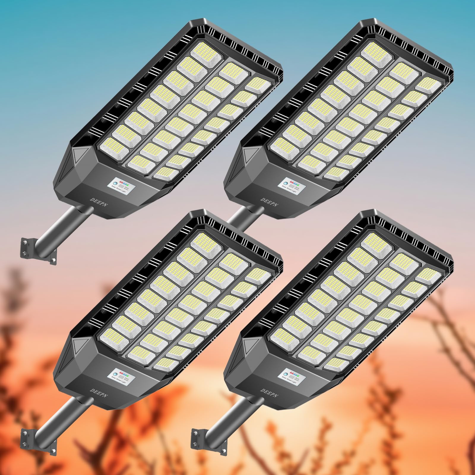 Solar Street Light Outdoor, 5000W Solar Parking Lot Lights, 360000Lm Solar Lights Outdoor, Ip67 Solar Lights For Outside Dusk To Down Outdoor Lighting For Yard, Garden(4 Pack)