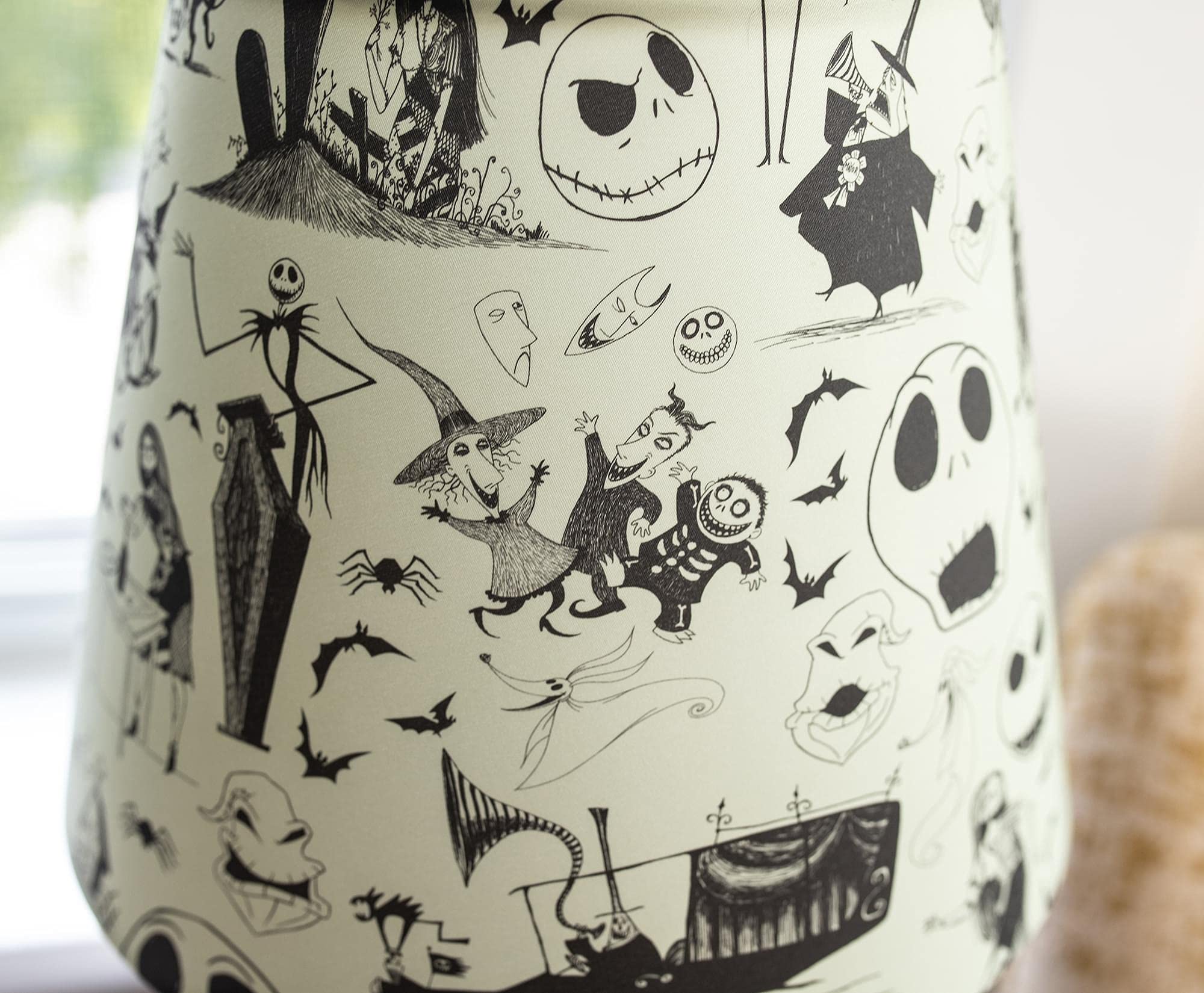 Ukonic Jack Skellington Table Lamp - 14in LED Light, Ceramic, Black - Nightstand Decor for Bedroom & Living Room