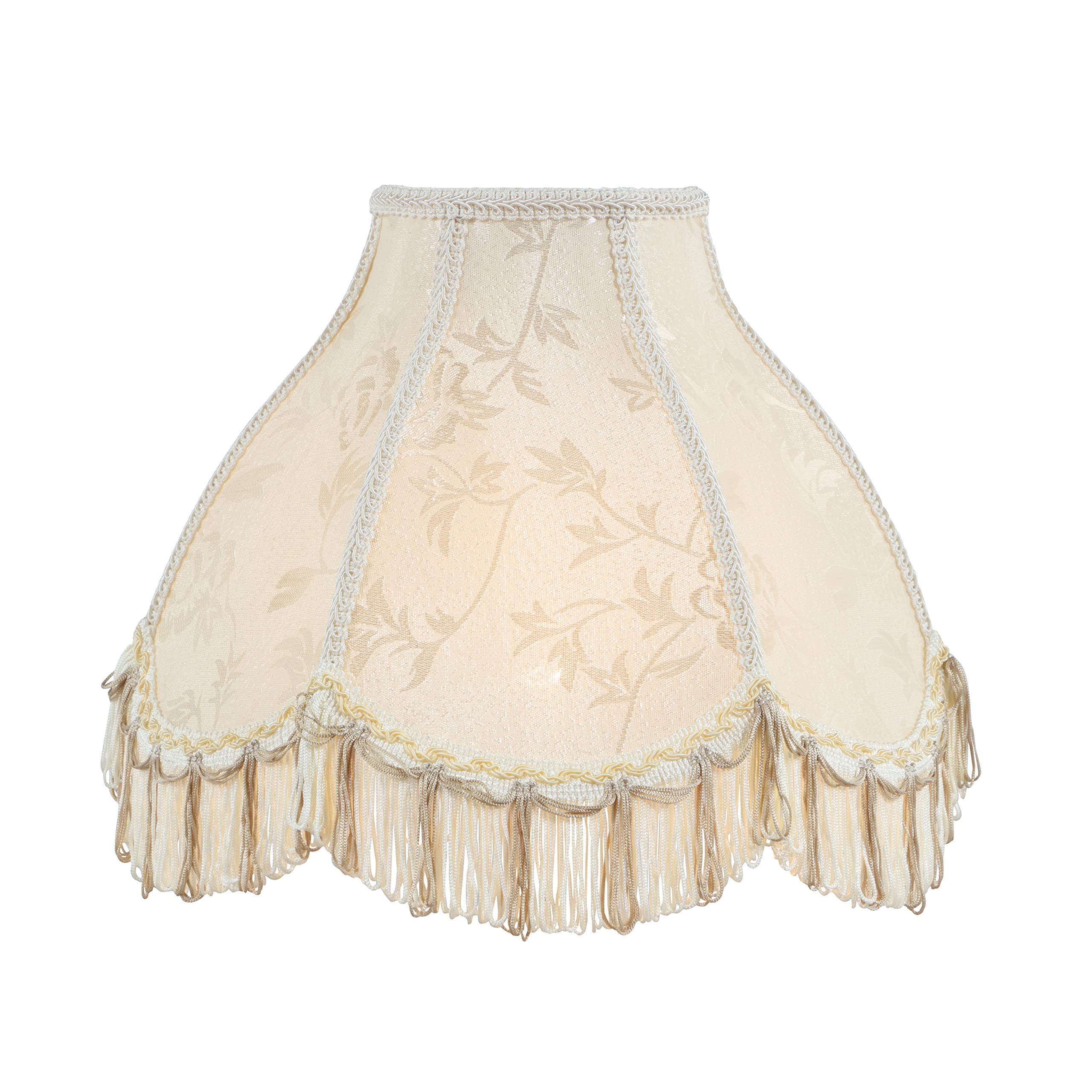 Aspen Creative 30334 Scallop Bell, Jacquard Textured Fabric Spider Lamp Shade, 5&quot; Top X 13&quot; Bottom X 9 1/2&quot; Slant Height, Ivory