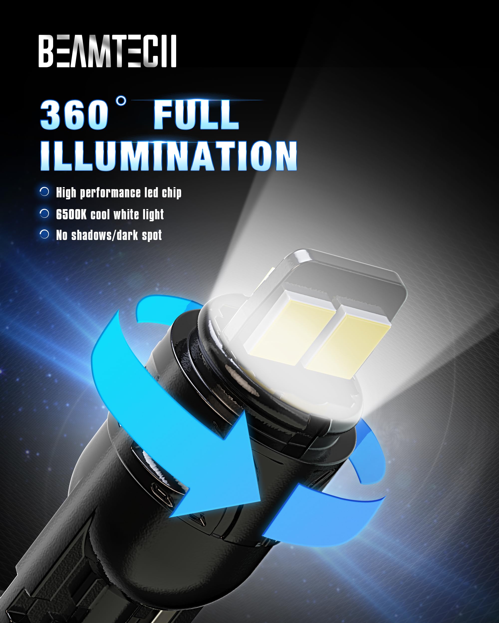 Beamtech 194 Led Bulbs 6500K White, 168 T10 2825 W5W Interior Led Lights For License Plate Interior Dome Map Door Courtesy Dash