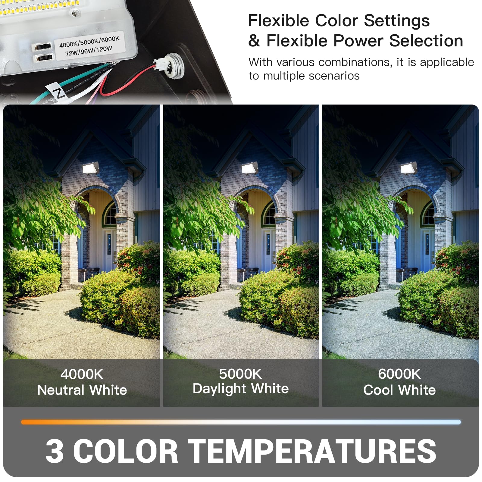 Jtt 4Pack 120W/96W/72W Led Wall Pack Light With Dusk To Dawn Photocell,18000Lm 6000K/5000K/4000K Daylight Ip65 Waterproof Wallpa