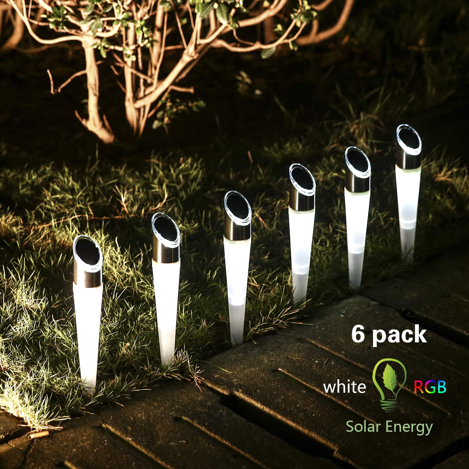 Pearlstar Solar Lights Outdoor Garden Pathway Lights Led White&Color Changing Landscape Lighting Waterproof For Path Lawn Patio