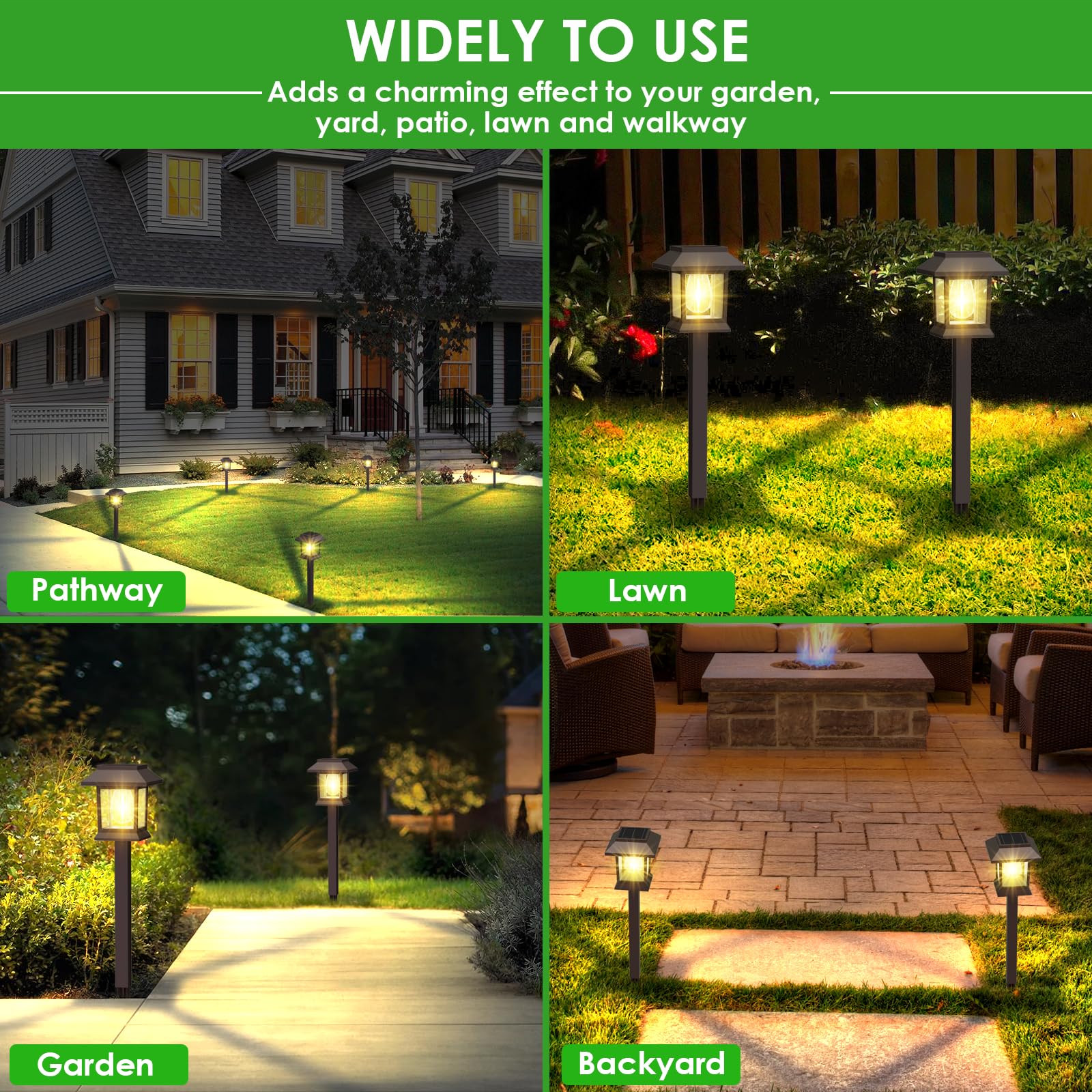 Benany Solar Pathway Lights, 12 Pack Led Waterproof Outdoor Garden Landscape Lighting, Brown