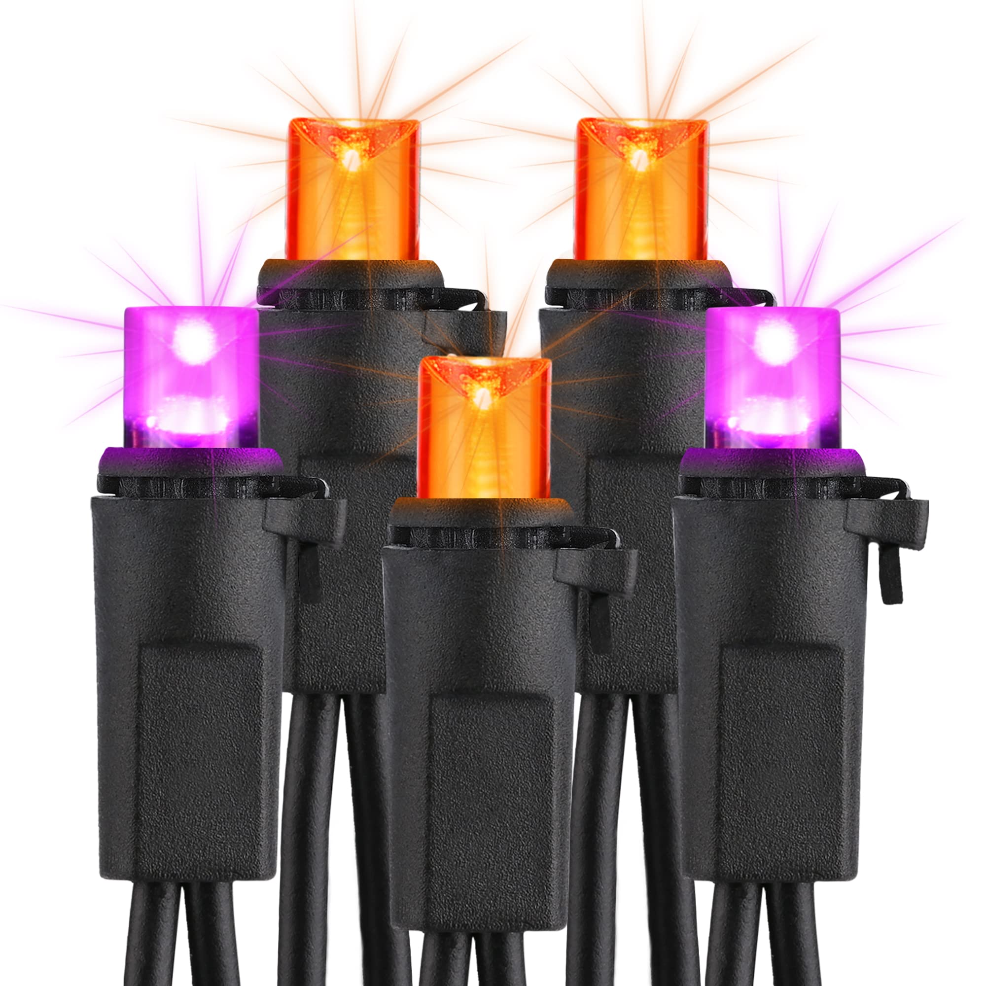 Brizled Halloween String Lights, 33ft 100 LED Purple & Orange Halloween Lights 5MM Wide Angle Gentle Twinkle Halloween Lights, 120V UL Certified Connectable Orange Light for Halloween Tree Party Decor