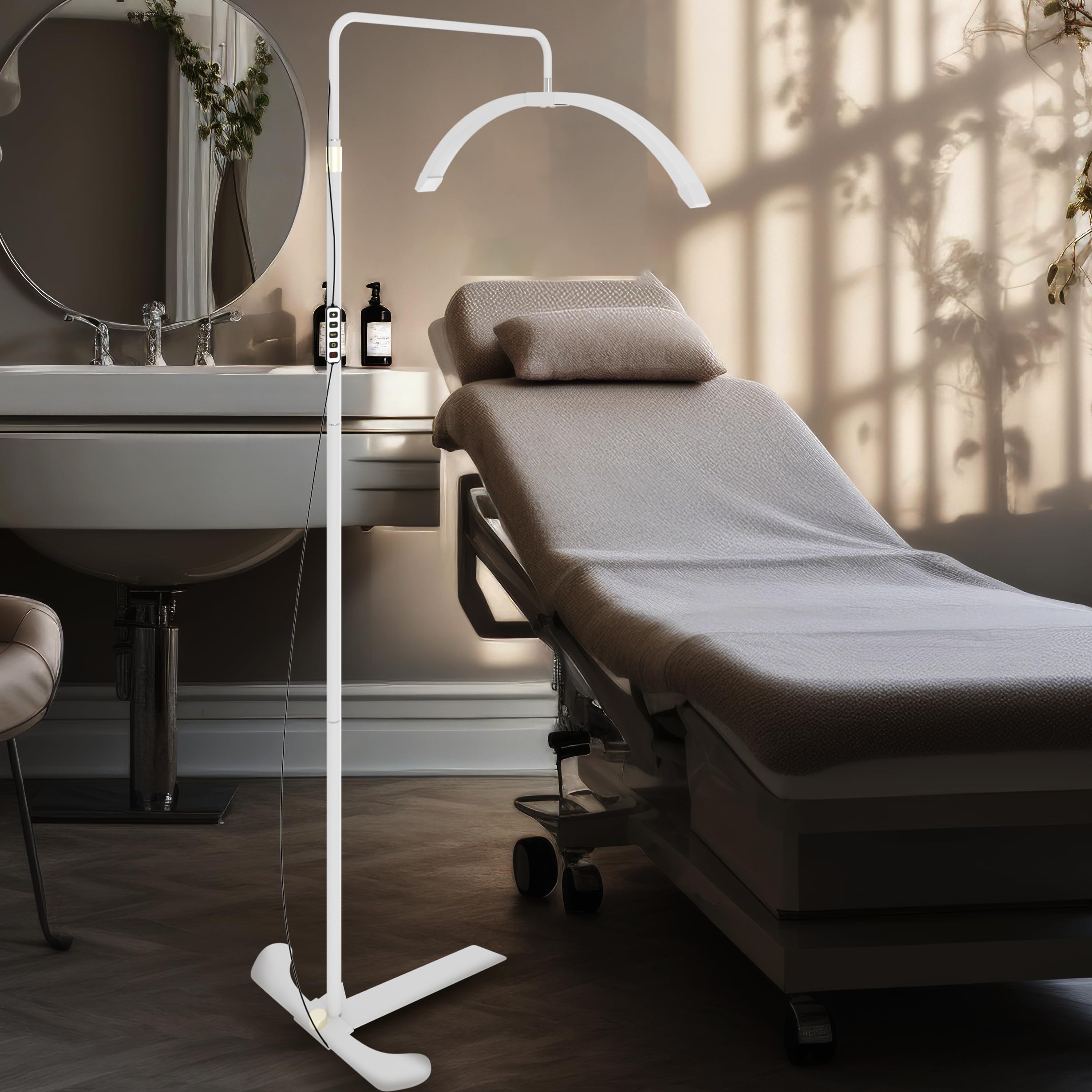 Hi_friend 26 inch Eyelash LED Floor Light, Half Moon Lamp for Eyelash Extension, Arched Lash Light, Esthetician Lighting for Bea