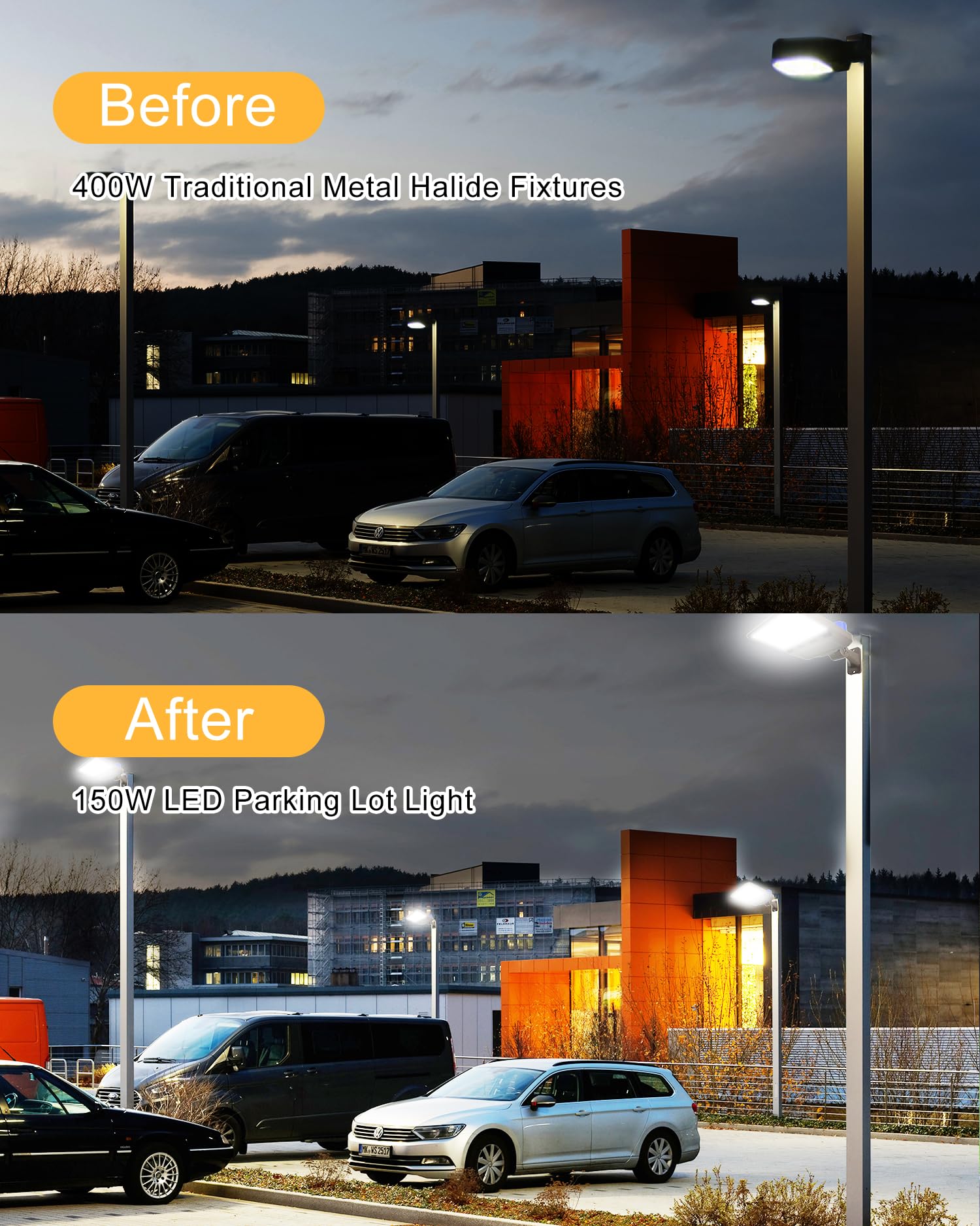 JC-LGL LED Parking Lot Light 150W, 21000LM, IP65 Waterproof, 3 Pack, Bronze, Model L2117