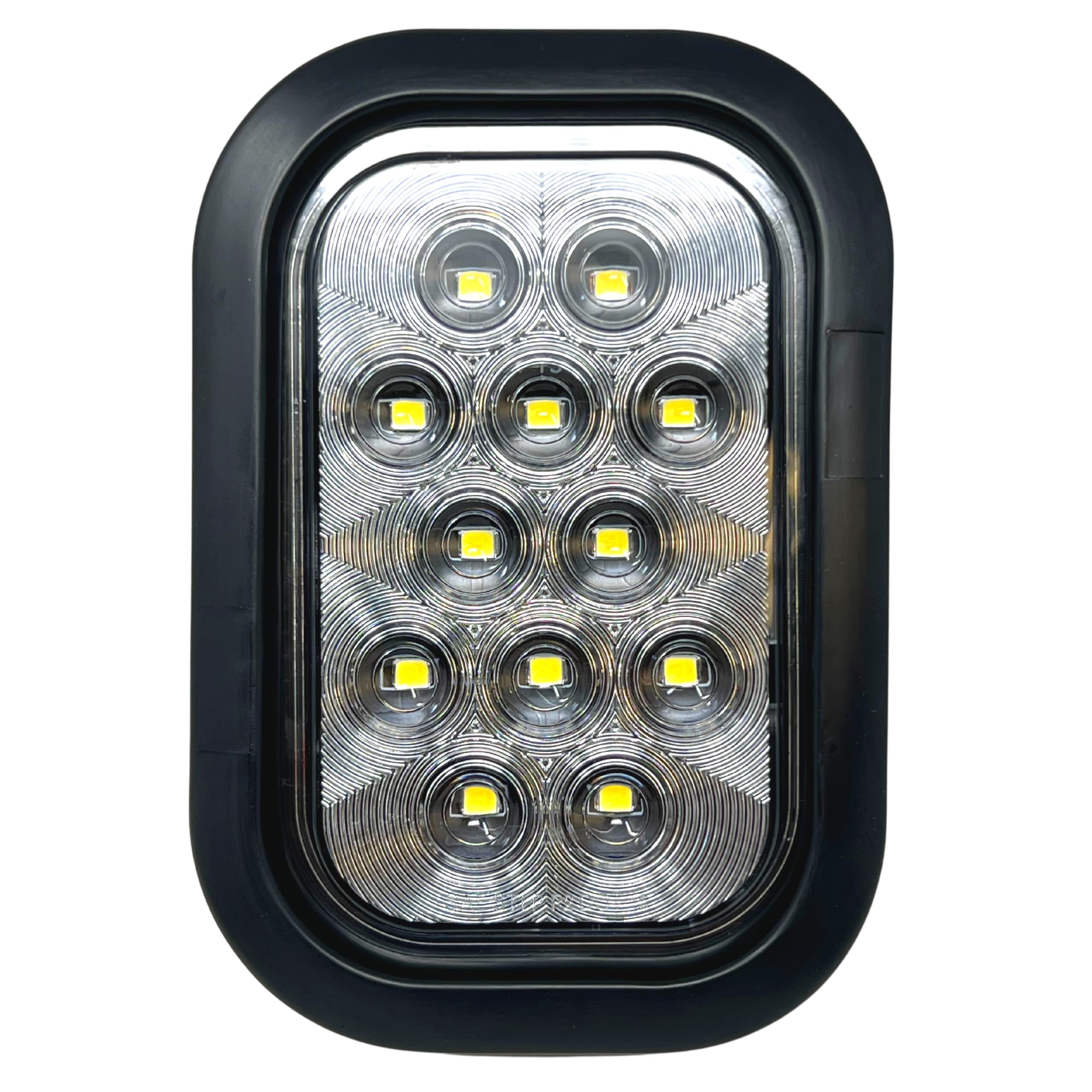 All Star Truck Parts 5x3 4x Red 2x White Rectangle Light 12 LED Stop/Turn/Tail Backup/Reverse Tow Truck Semi Trailer CM Flatbed