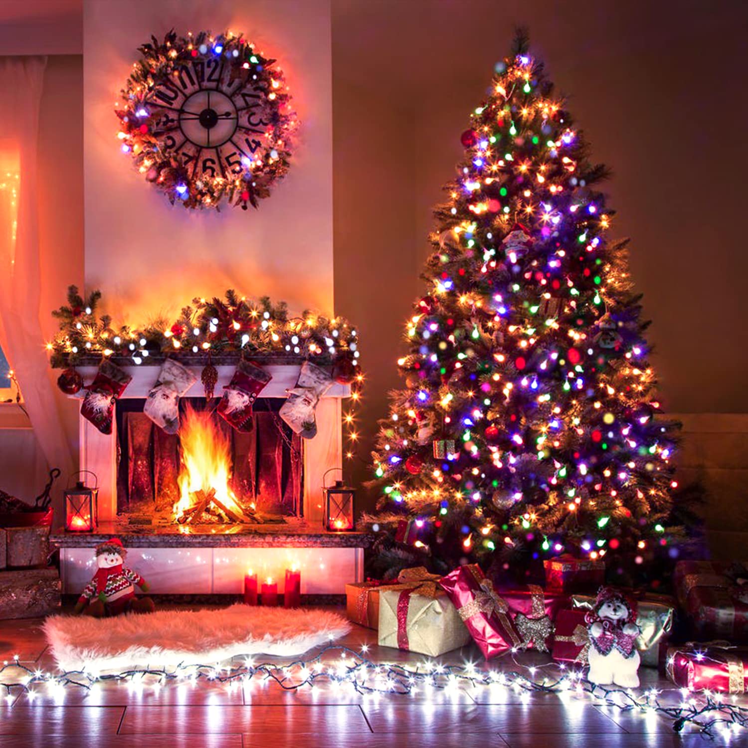 Jmexsuss 250 Led White And Multicolor Christmas String Lights Indoor Outdoor Waterproof For Garden Patio Party Halloween Christm