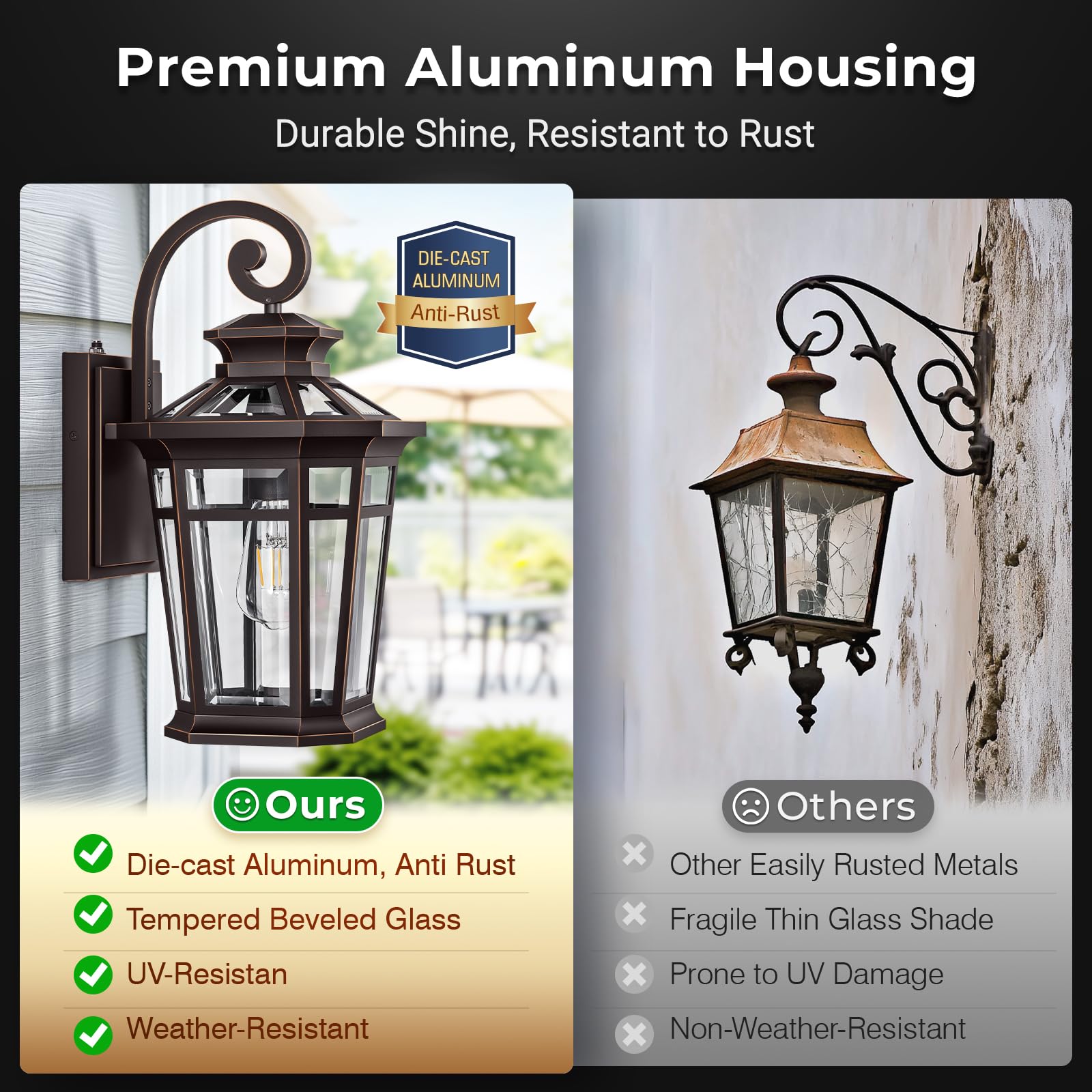 Opaxis Large 9 Outdoor Wall Lights Wall Mount  Dusk To Dawn Front Porch Lights  Oil Rubbed Bronze Outdoor Wall Lantern  Exterior Lighting Fixtures For Garage  Waterproof Patio Sconce Lights
