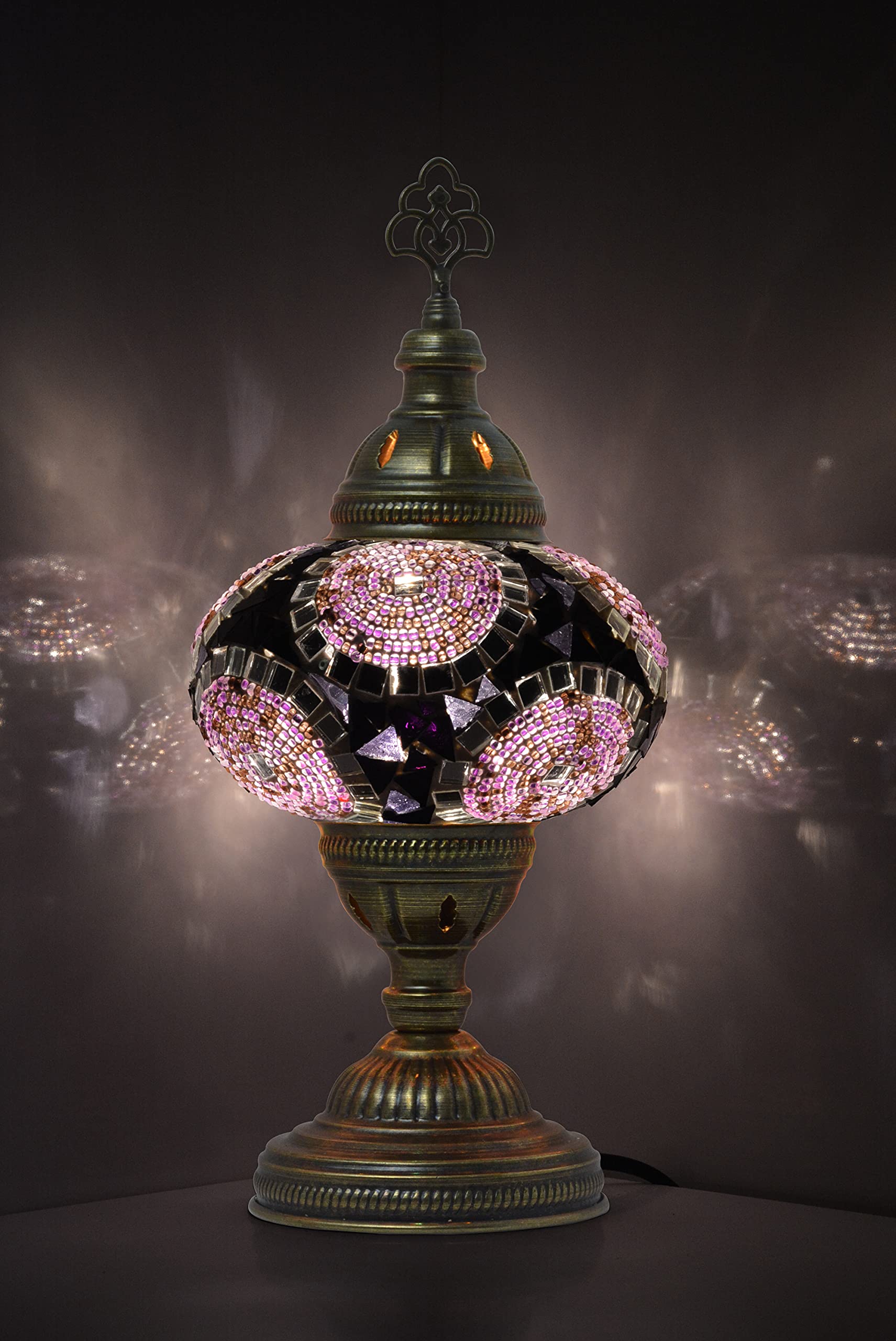 Mozaist Turkish Mosaic Table Lamp - Antique Moroccan Decorative Glass Bohemian Vintage Shade, Small Desk Tiffany Stained Glass W