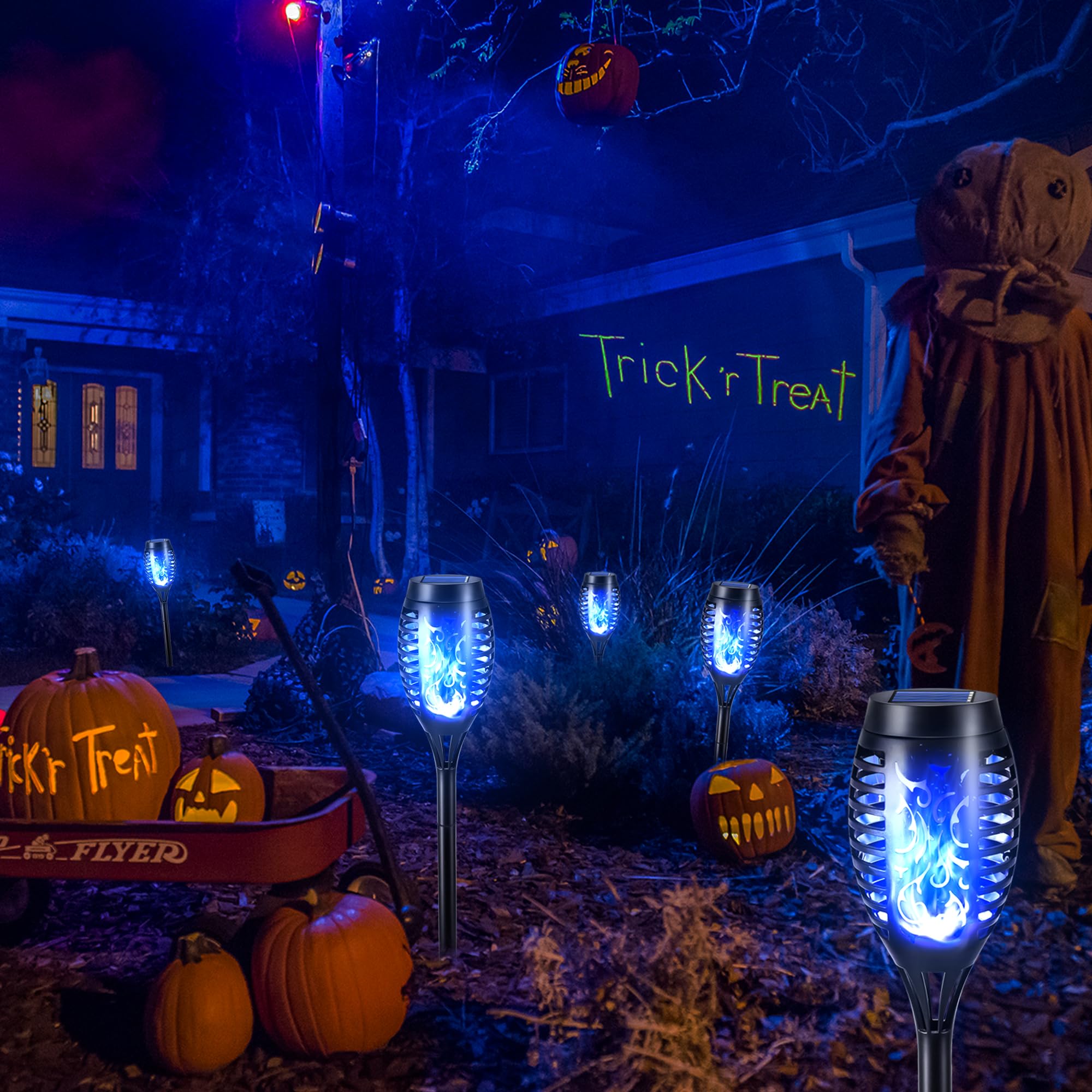 Toodour Solar Torch Flame Lights, 12 Pack Solar Lights Outdoor With Flickering Flame, Waterproof Solar Pathway Lights Landscape