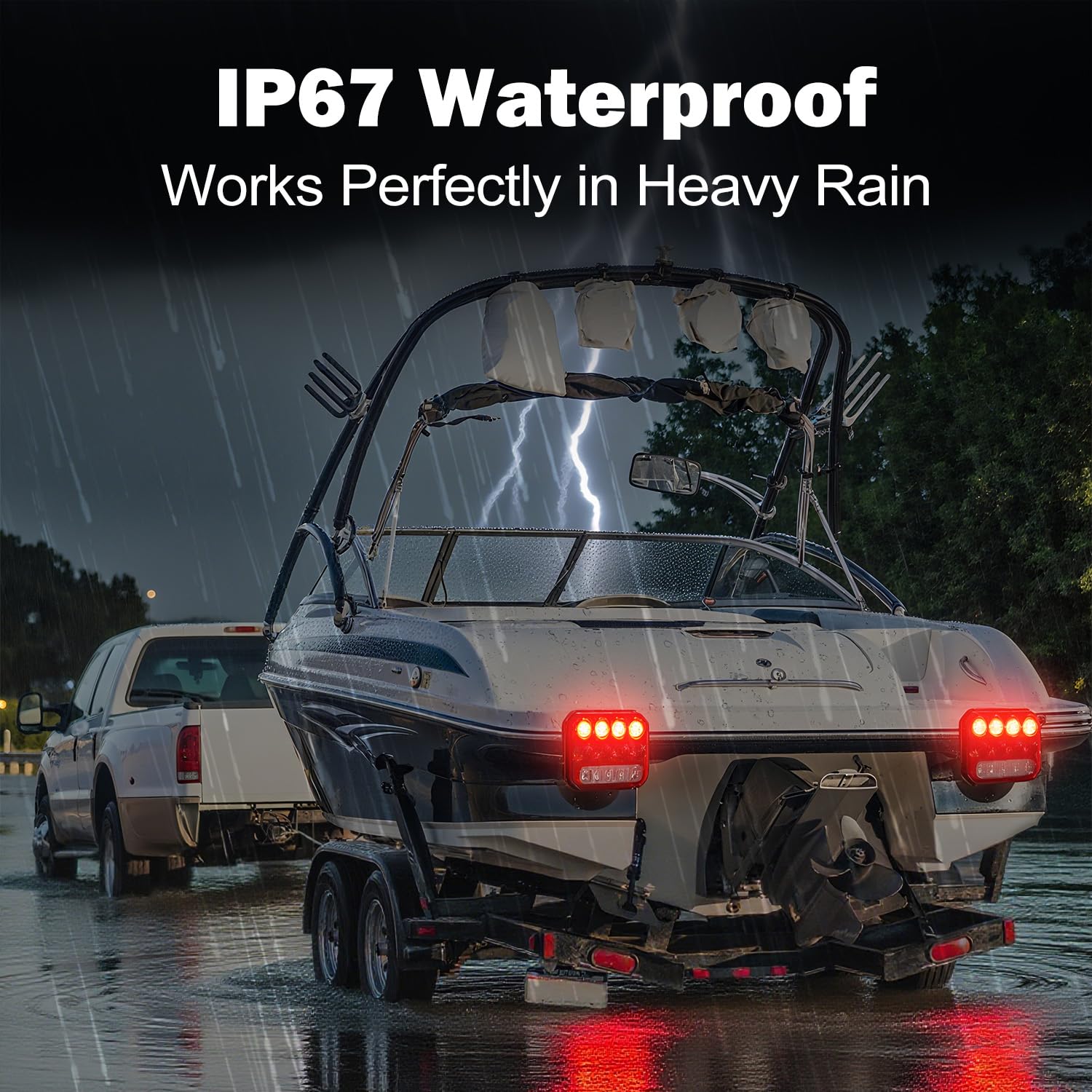 LKSSBR Wireless Trailer Light Magnetic - 4-In-1 Waterproof LED Strobe/Tail Light/Brake Light/Turn Signal, 2 Installation Methods