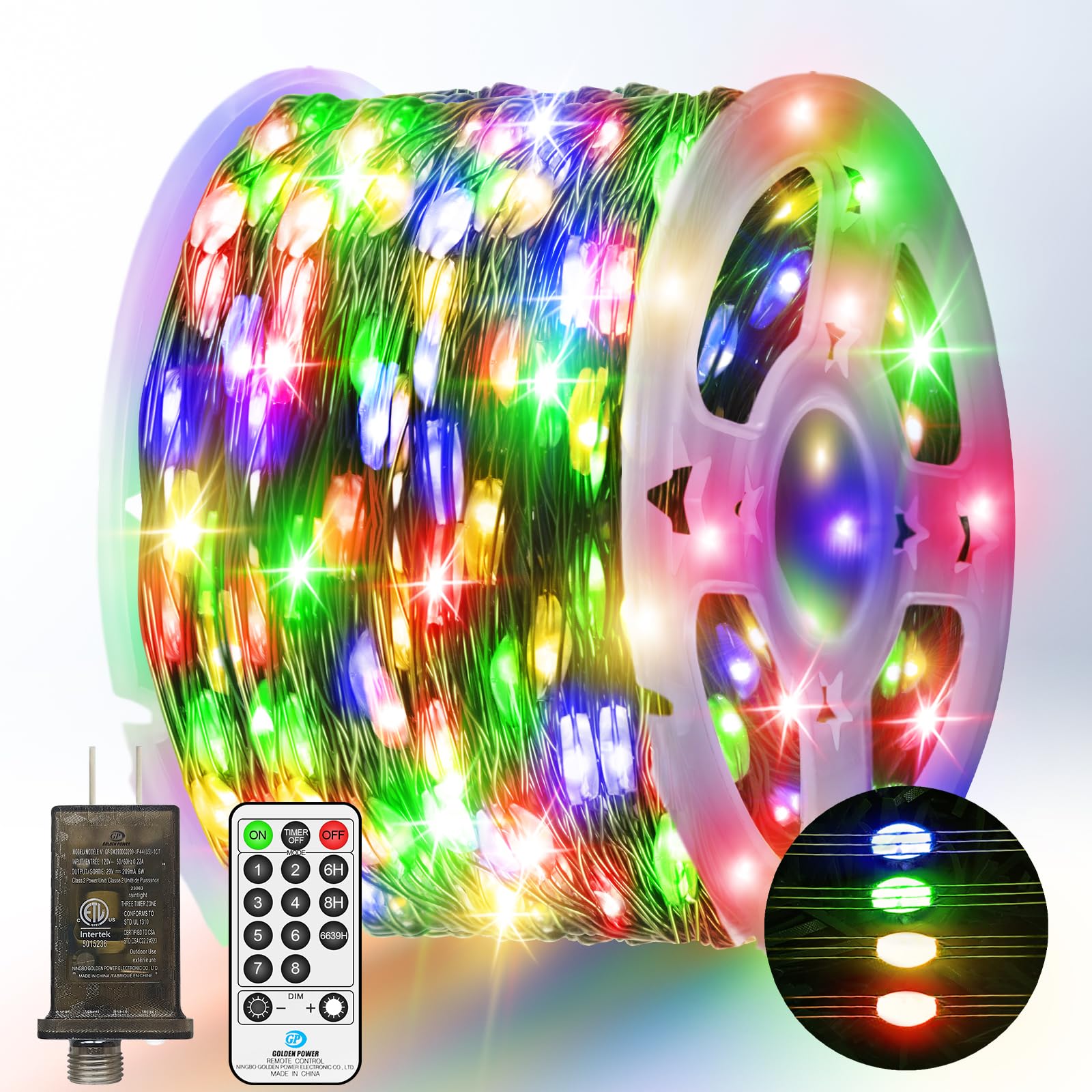 262FT 800 LED Christmas Lights Outdoor String Lights 8 Modes & Timer Twinkle Fairy Lights Plug in Waterproof LED String Lights for Xmas Yard Tree Patio Wedding Holiday Party Decorations (Multicolor)