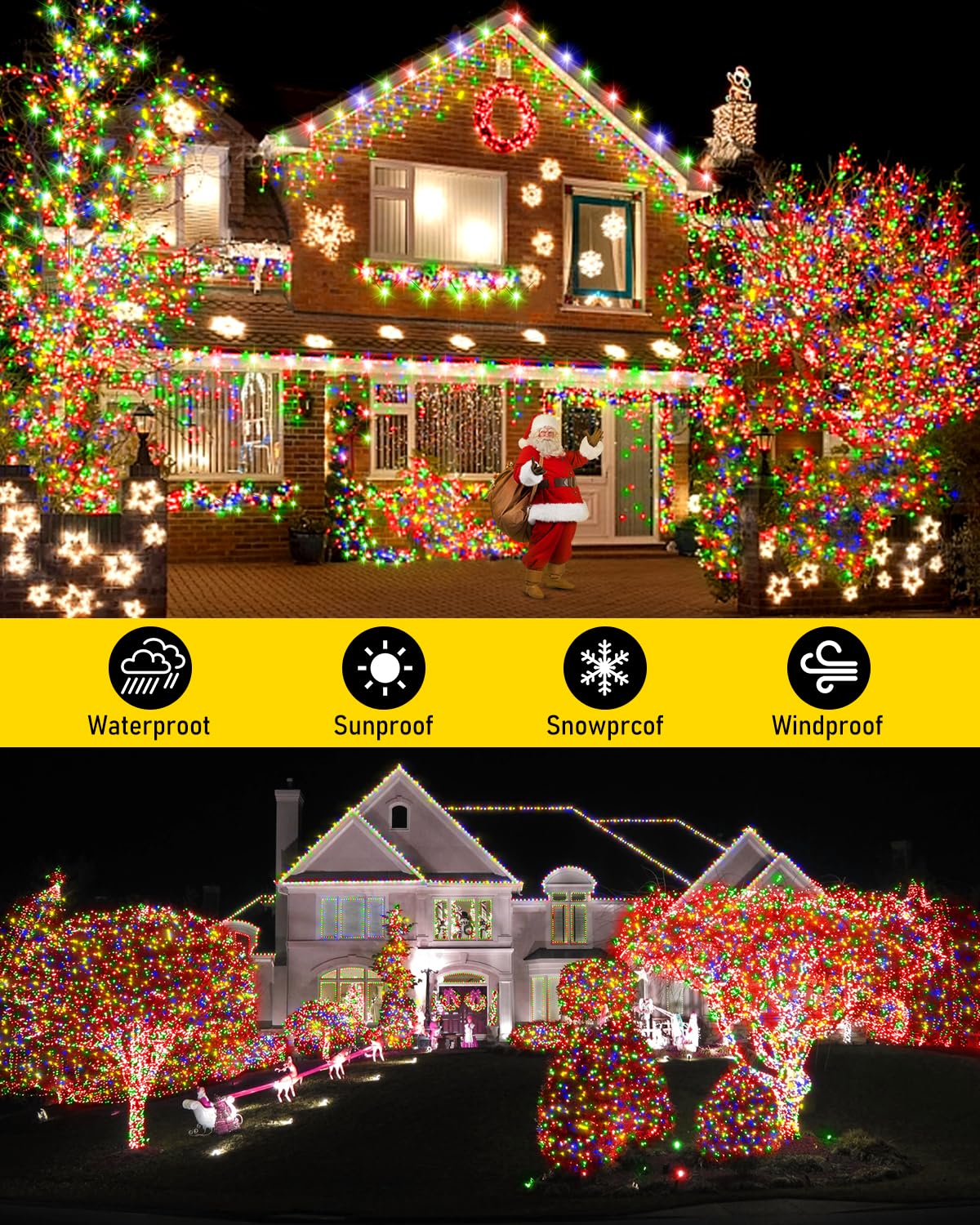 Knonew Easter Fairy Lights 203Ft Waterproof Outdoor - 600 Led Plug-In String Lights With 8 Modes & Memory Function, Multicolor E