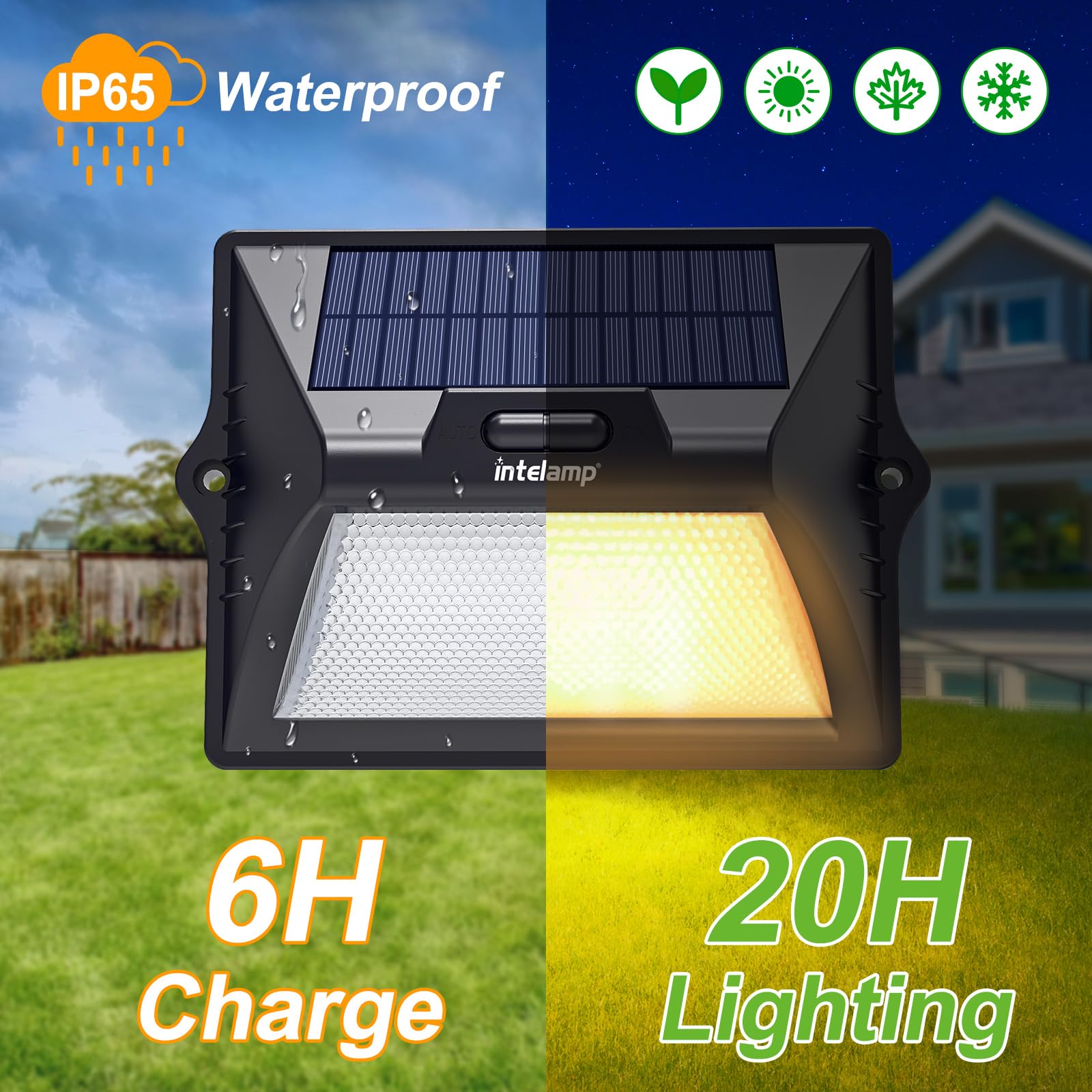 Intelamp Solar Fence Lights Outdoor, 2 Packs 9 Colors & Rgb Color Changing Deck Lights Waterproof, Solar Powered Led Wall Lighti